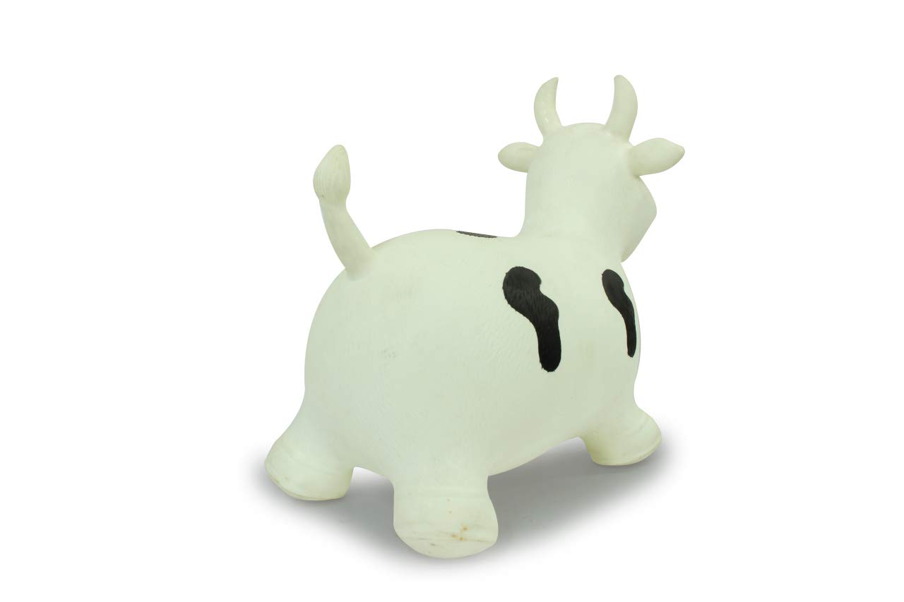 Jamara 460318 - White/Black Jumping Toro Animal Toy with Pump & Ears as Stand - Includes Model, Pump, Instructions - Perfect for Kids' Parties, Classroom Rewards & Fun Family Playtime
