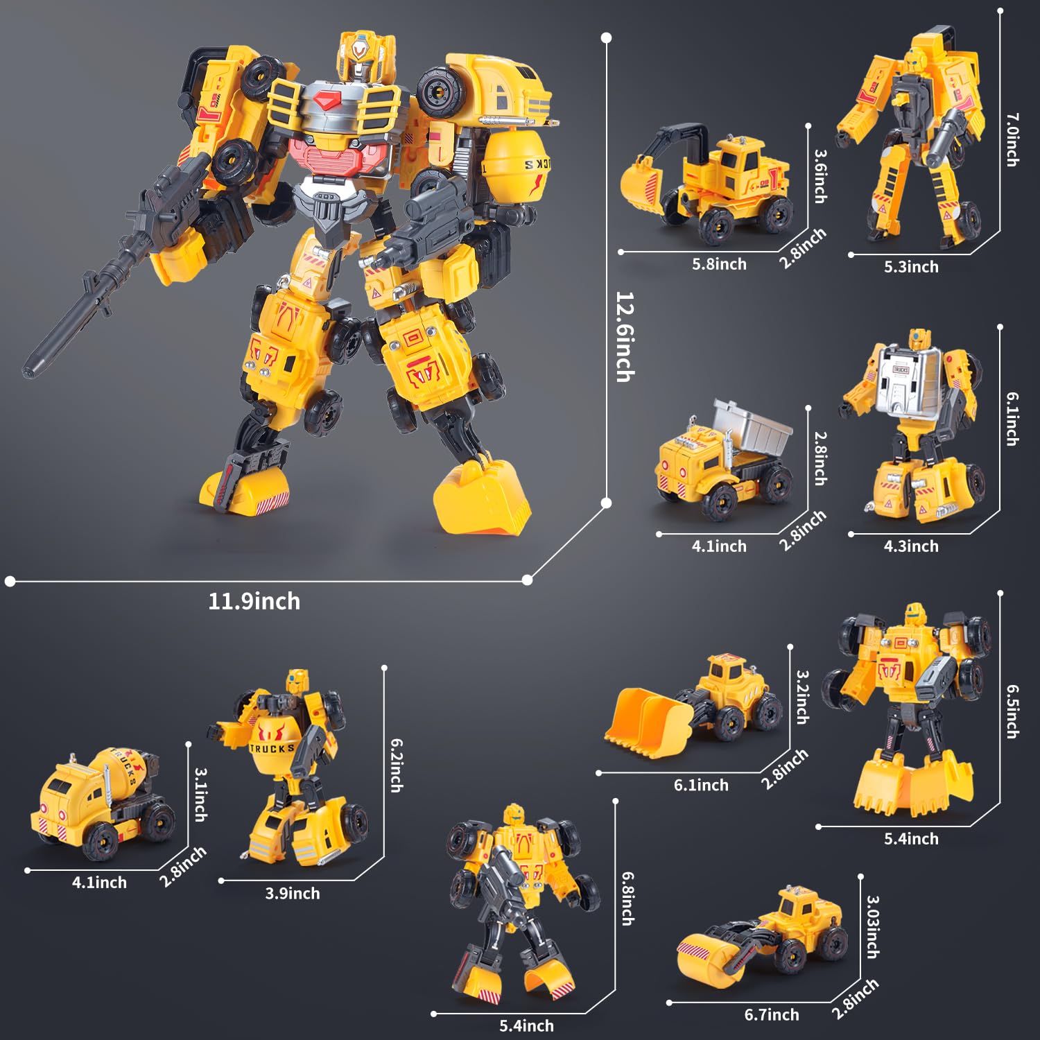 Constructo 5-in-1 Modular Transforming Robot Construction Vehicles Toy Set - STEM Building Toys for Kids Ages 3+ - Perfect for Creative Play, Birthday Gifts & Educational Fun