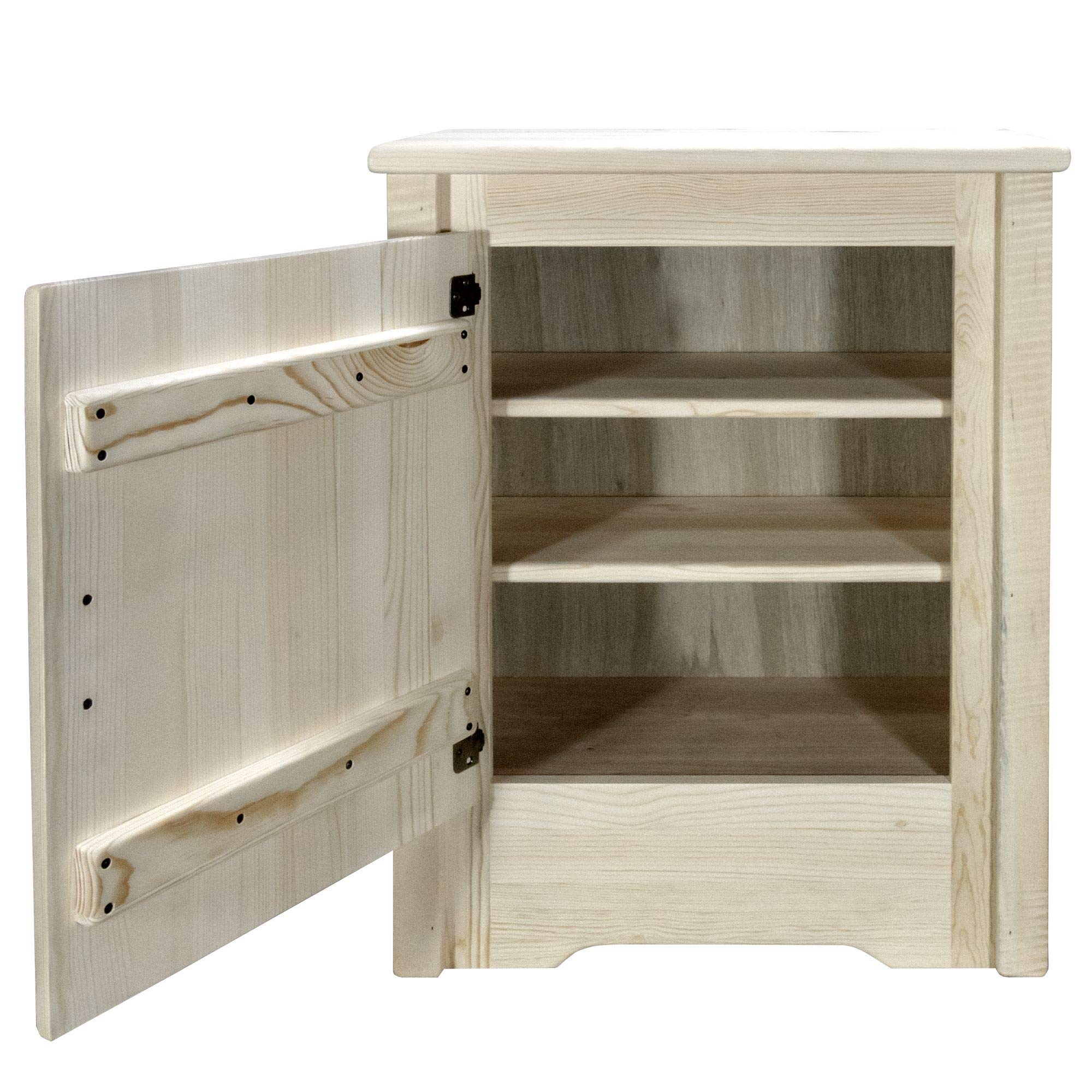 Montana Woodworks Homestead Collection Accent Cabinet - Handcrafted Pine Wood with Laser Engraved Design, Left-Hinged Door, Unfinished DIY Furniture for Rustic Home Decor, Living Room, Bedroom or Entryway Storage