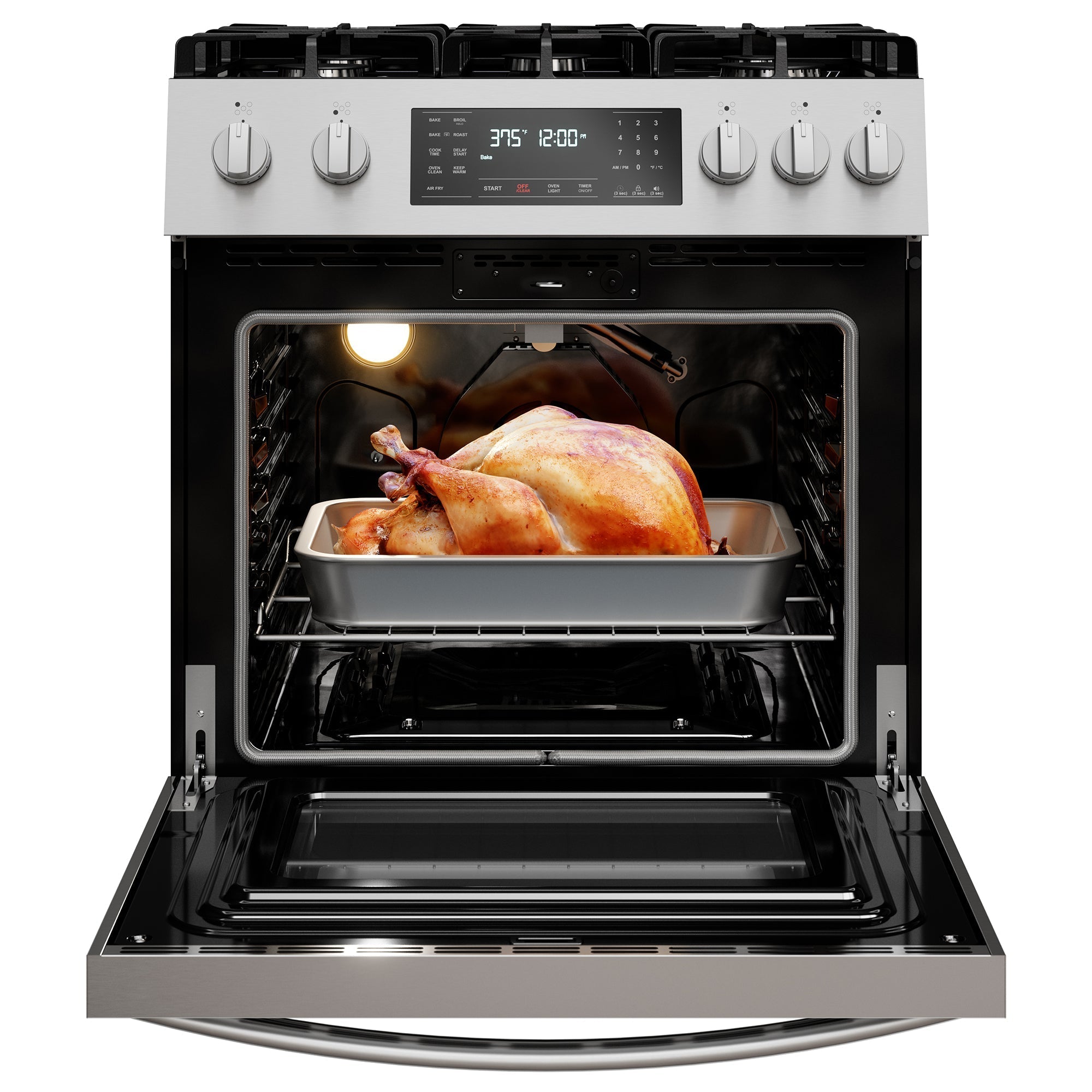 Kenmore 4.8 cu. ft. Front Control Gas Range with Air Fryer - Perfect for Family Cooking & Holiday Meals