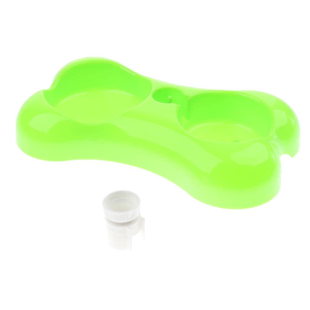 SECRET DESIRE Pet Water Fountain - Double Bowl Dog Cat Feeder with Food & Water Dispenser, BPA-Free Plastic, Green | Perfect for Home, Office & Travel Use