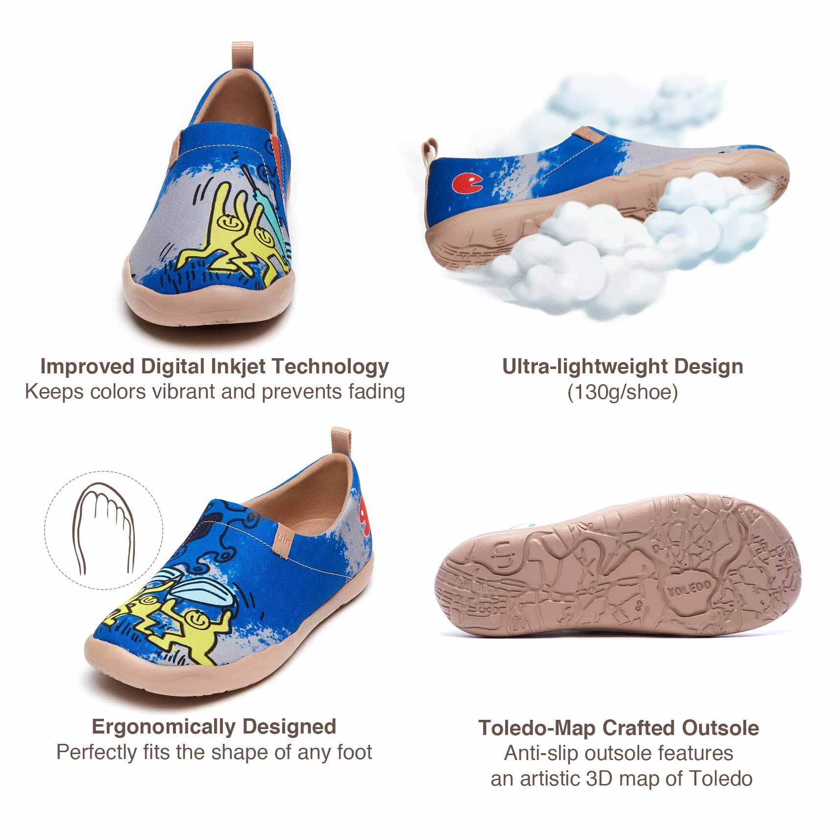 UIN Men's Slip-On Canvas Sneakers - Lightweight Comfortable Walking Shoes with Artistic Paint Design | Perfect for Casual Wear, Travel & Everyday Use