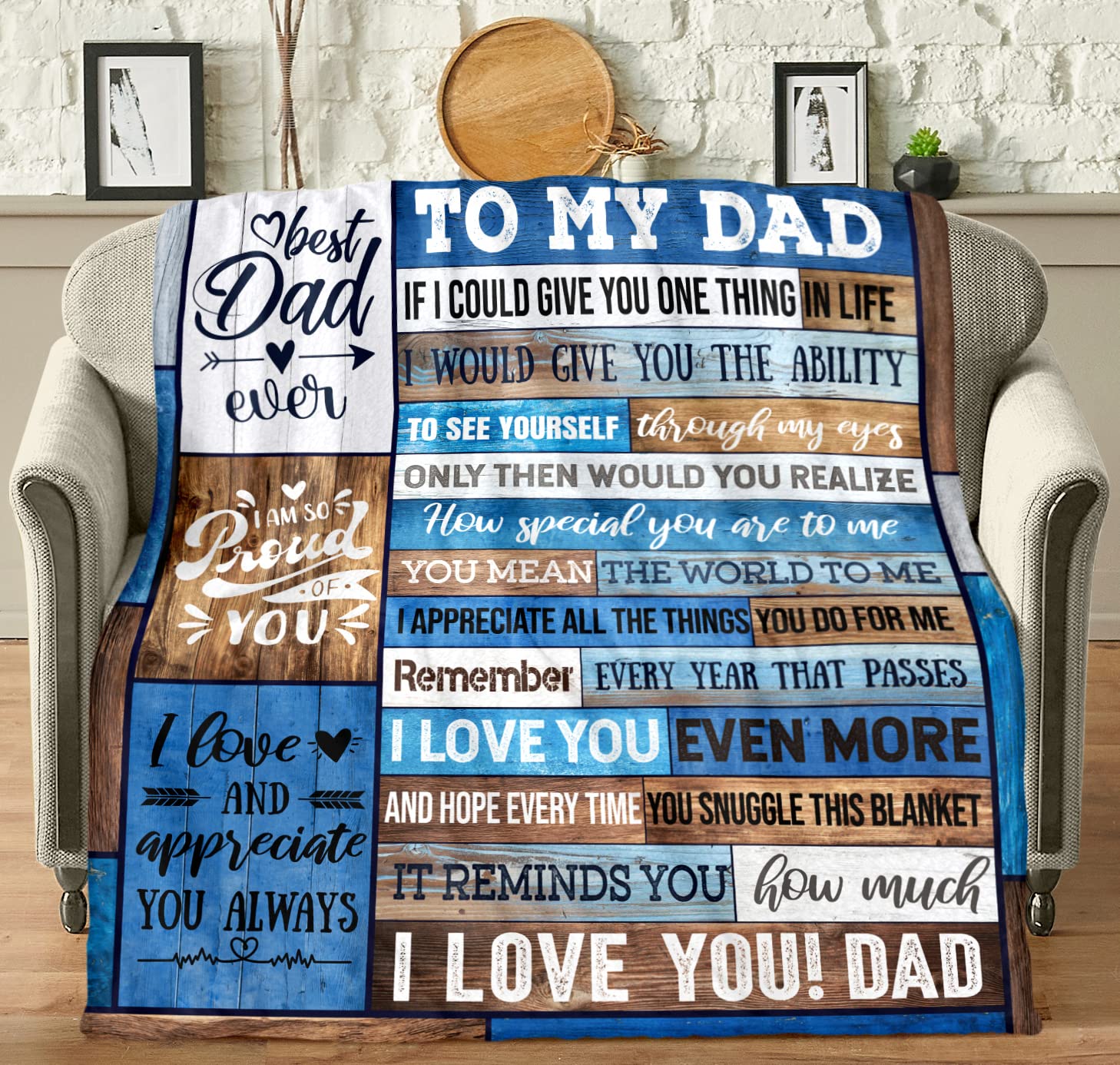 Best Dad Birthday Gift Ideas - Soft Throw Blanket for Bed, Sofa & Lounging (60x80 Inch) - Perfect Present from Daughter or Son - Cozy Home Decor for Father's Day, Christmas & Special Occasions