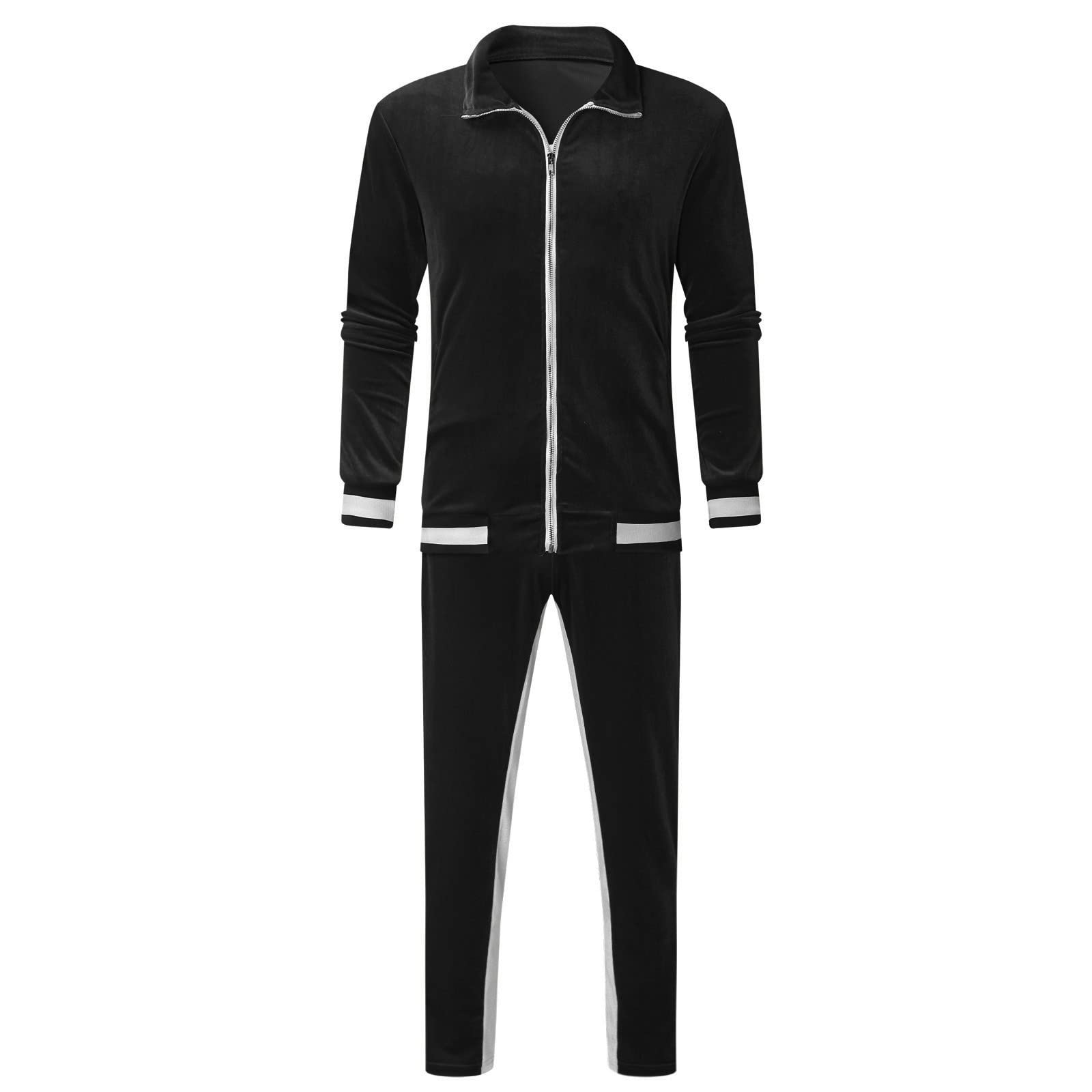 Premium Men's 2-Piece Velvet Tracksuit Set - Gold Winter Casual Suit with Lapel Collar | Comfortable Lounge Wear & Stylish Outfit for Gym, Travel, and Daily Fashion