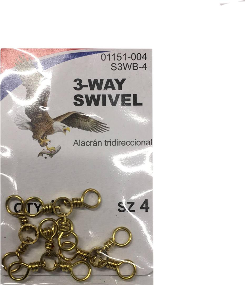 Eagle Claw 3 Way Swivel - High Strength Fishing Swivel for Saltwater & Freshwater - Perfect for Trolling, Bottom Fishing & Rigging