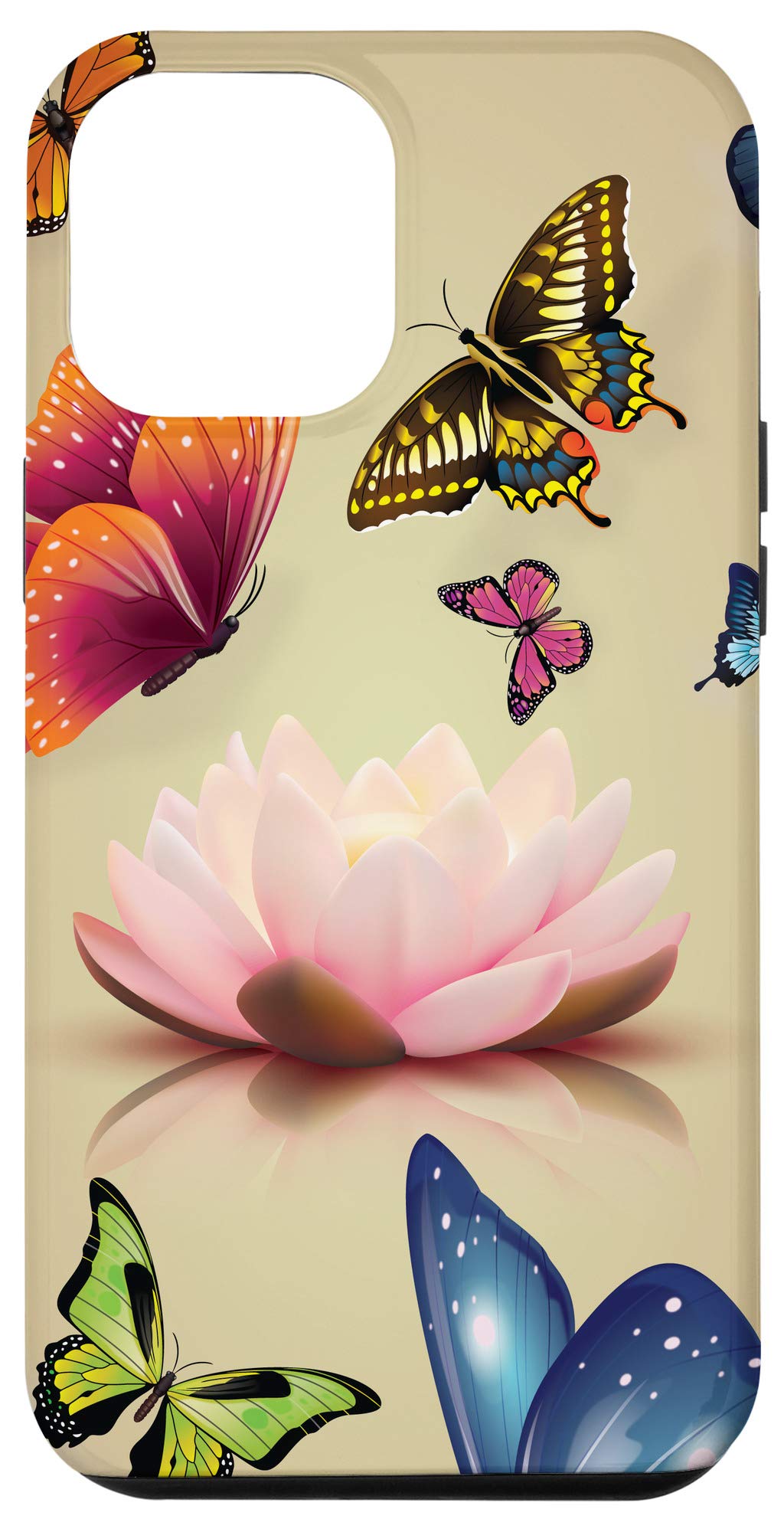 iPhone 12 Pro Max Case - Floral Design with Butterflies & Lotus Flowers | Durable Protective Cover for Women, Girls | Perfect for Daily Use, Travel & Gift Giving
