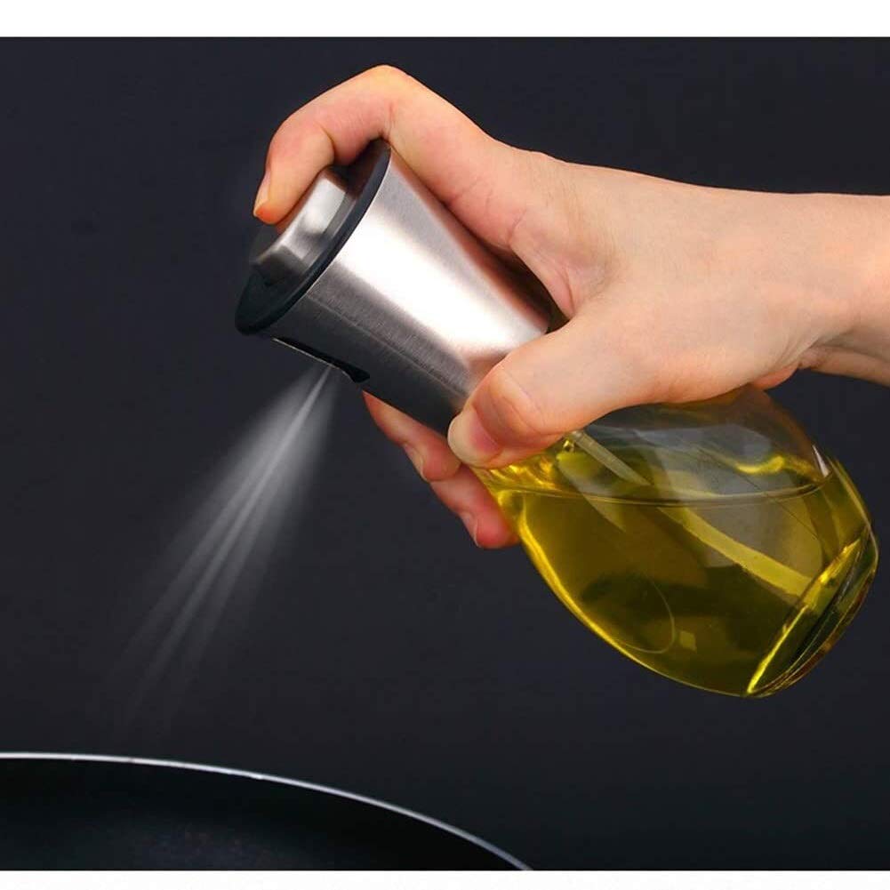 Premium Olive Oil and Vinegar Dispenser - 200ml Glass Cruet Bottle with Sprayer for Kitchen, Cooking, Salad Dressing, Bread Baking & Grilling | Portable Oil Sprayer for Healthy Cooking & Meal Prep