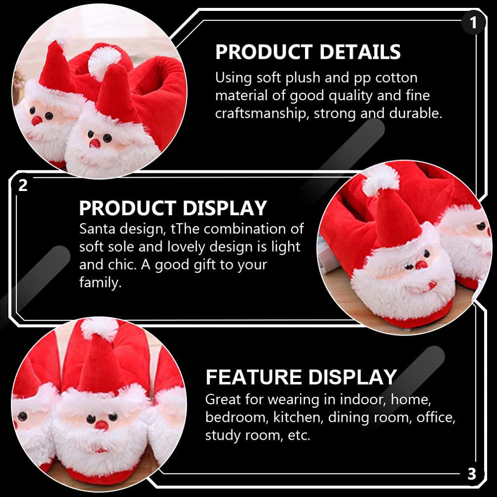 Santa Claus Christmas Slippers - Cozy Furry House Shoes with Anti-Skid Sole for Women & Men - Perfect for Holiday Gifts, Winter Home Comfort & Christmas Party Outfits