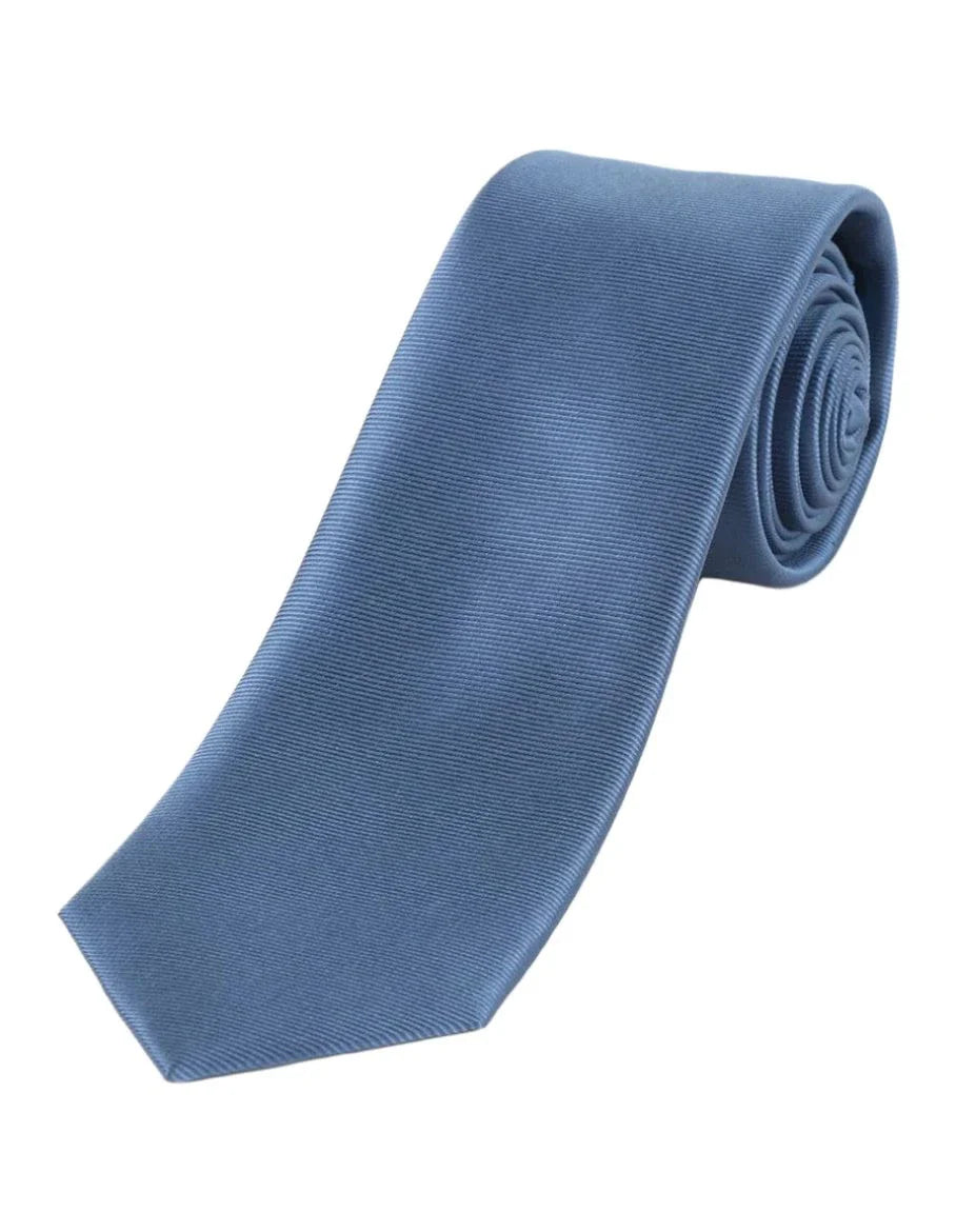 JA Ribbed Twill Silk Tie for Men - Premium Slate Blue Necktie for Business, Wedding & Formal Occasions