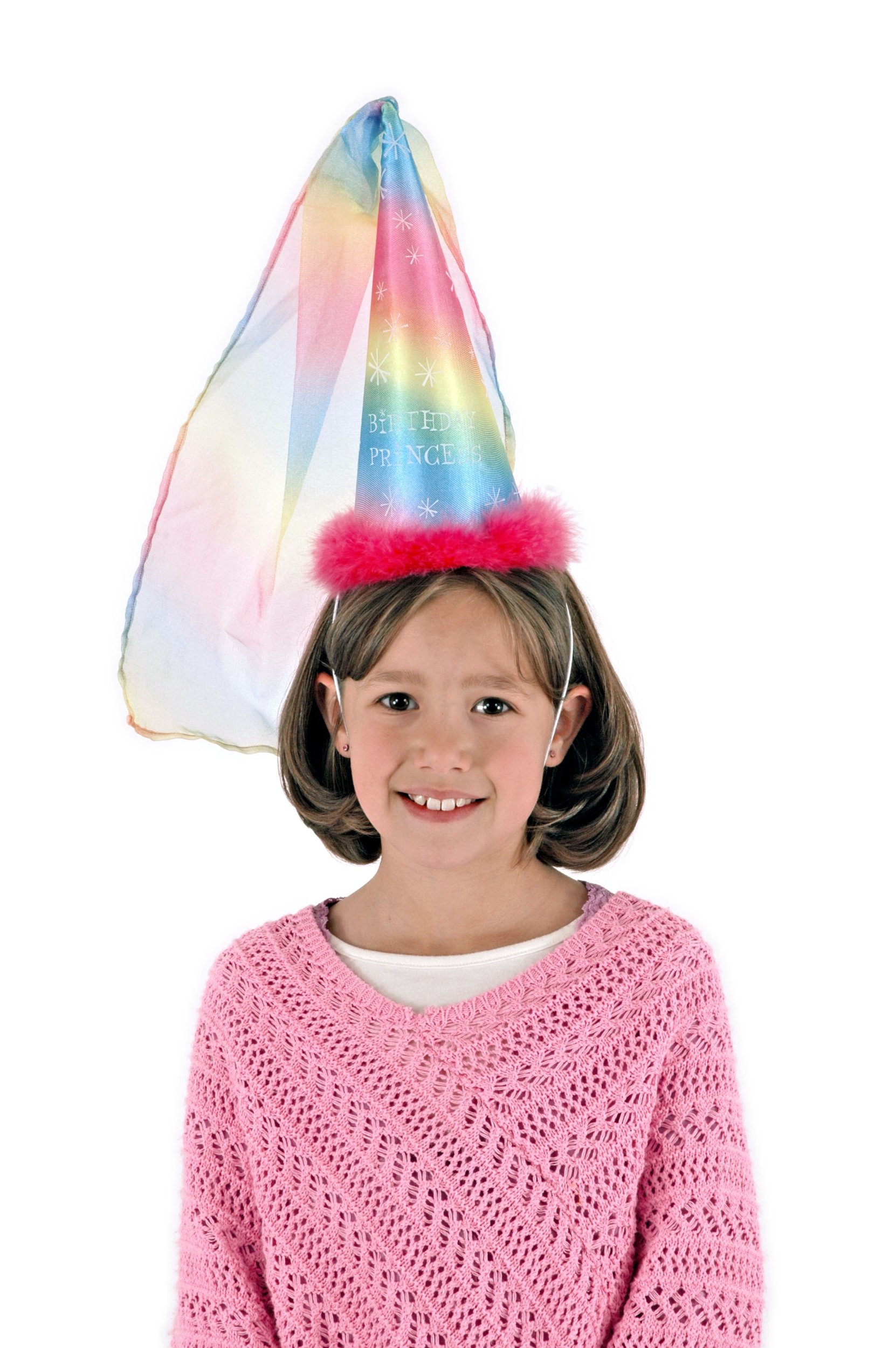 Elegant Birthday Princess Cone Hat with Rainbow Design - Perfect for Elopement, Birthday Parties, and Special Celebrations