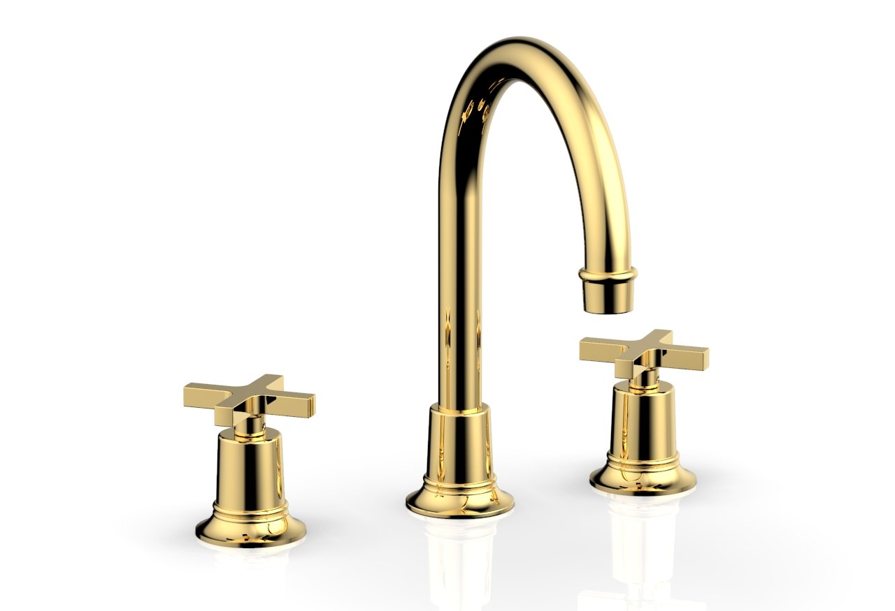 HEX MODERN Widespread Bathroom Faucet with Cross Handles - Brushed Nickel Finish - 8 Inch Centerset - 501 03 - Perfect for Modern Vanities and Powder Rooms
