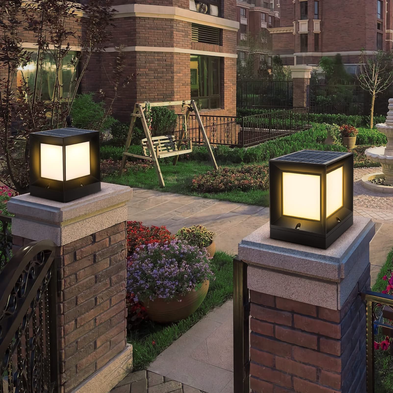 OSALADI Solar Powered LED Garden Lights - Waterproof Outdoor Solar Post Lights for Deck, Fence & Pathway - Energy Efficient Solar Deck & Fence Lighting for Patio, Yard & Landscape Decoration
