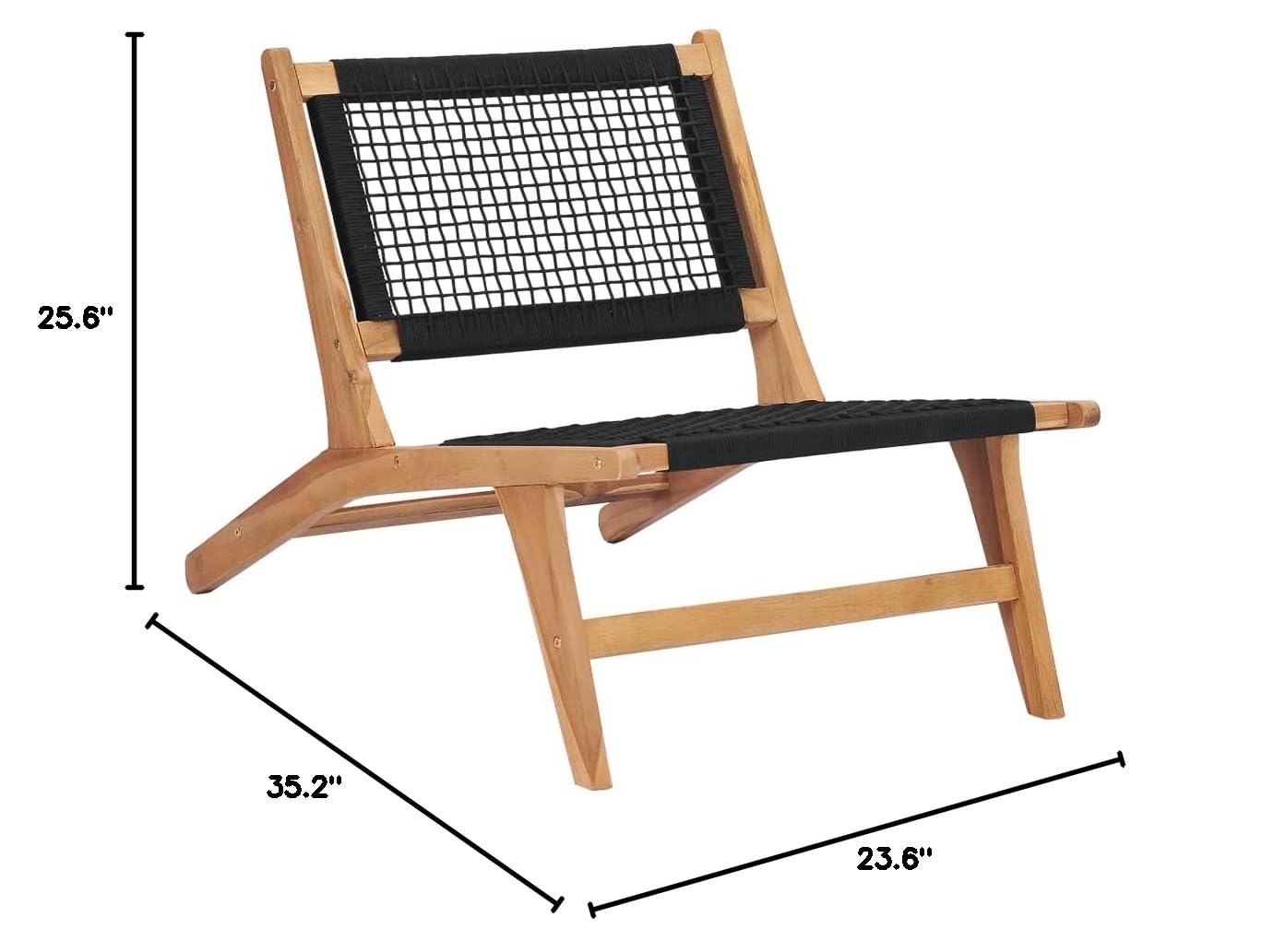 Premium CHARMMA Sun Lounger with Adjustable Footrest - Solid Teak Wood & Durable Rope Design - 11.42KG Weight Capacity - Perfect for Poolside, Beach, Patio, and Outdoor Relaxation