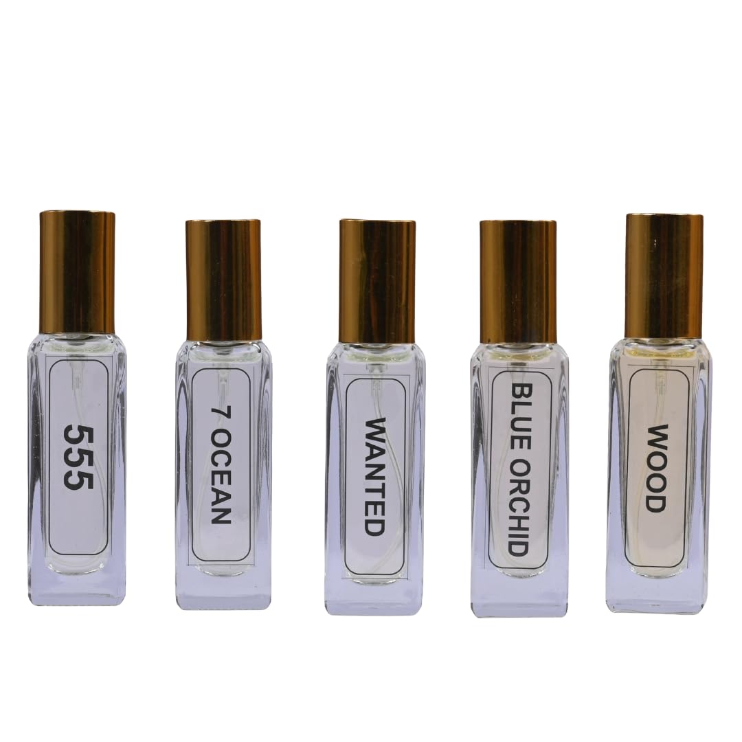 Luxury Eau De Perfume Set for Men - 5x20ml (100ml) 35% Concentration Oil Perfume with Long Lasting 8HR Fragrance - Blue Orchid & Wood Scent - Perfect for Gifts, Date Nights & Special Occasions