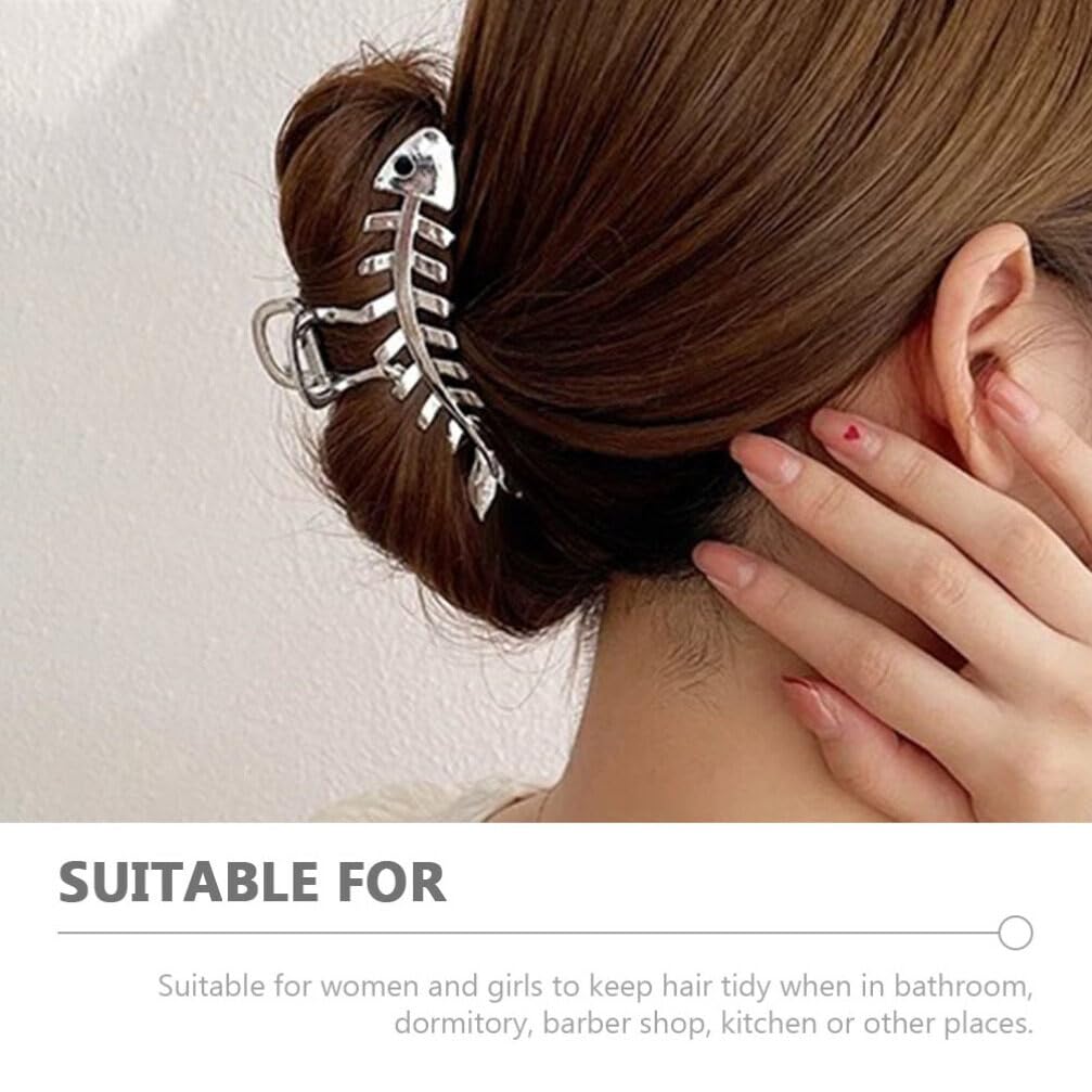 EXCLUZO 3-Pack Metal Fishbone Hair Clips - Large Non-Slip Jaw Clips for Women with Thick or Thin Hair | Perfect for Updos, Ponytails & Everyday Hairstyles