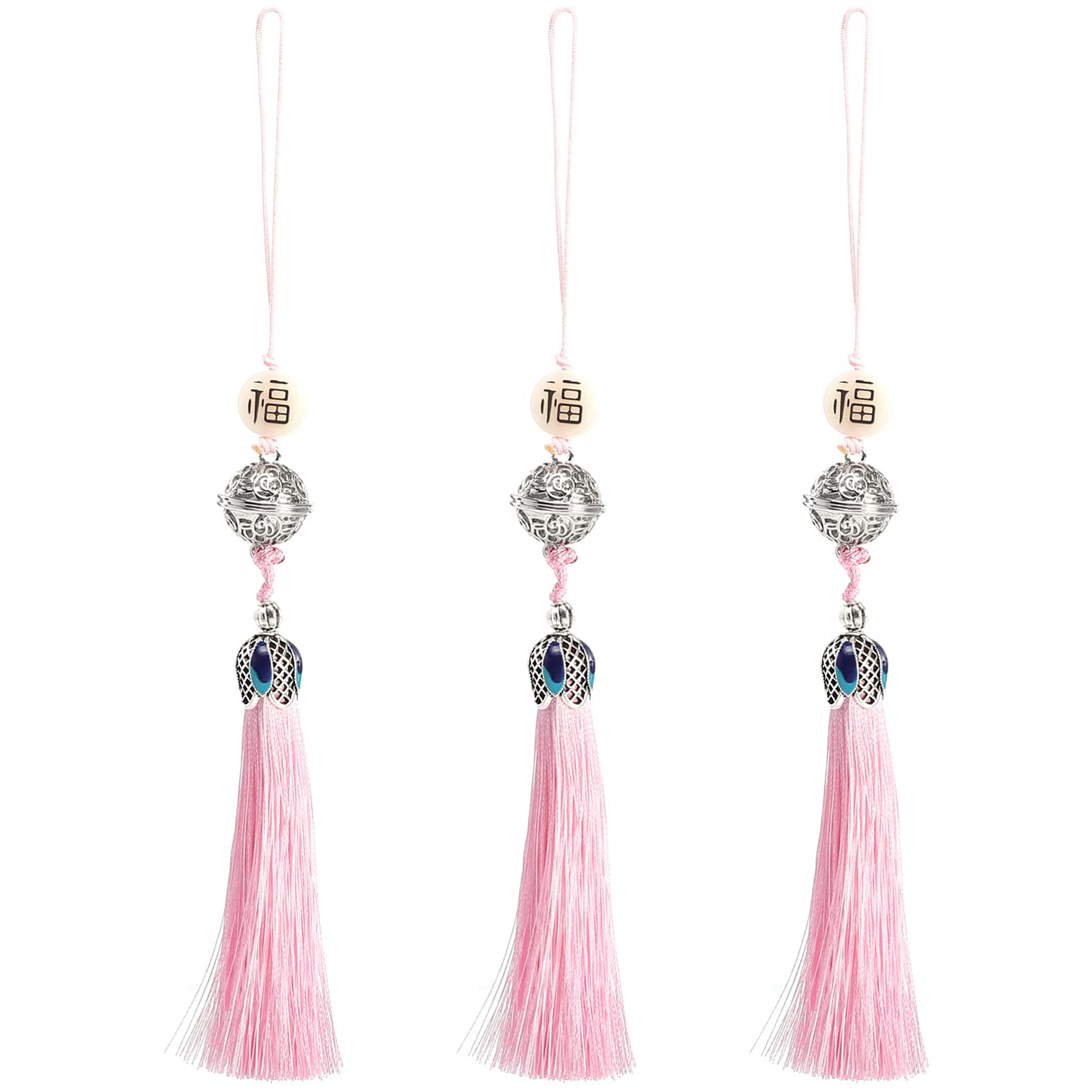 DOITOOL 3-Piece Phone Wallet Mini Purse with Tassel - Chinese Knot Antique Pendant for Car Rearview Mirror - Handbag & Car Accessories Decor - Perfect for Women's Fashion Accessories and Vehicle Interior Styling