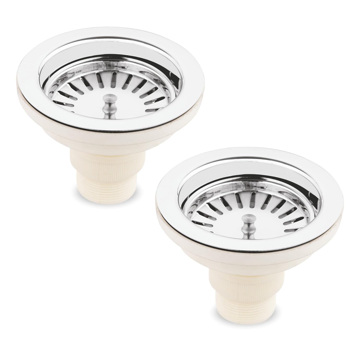 Quento PVC Sink Coupling Kit - 2 Pack Chrome Finished Drain Outlet Connector for Kitchen Sink Plumbing | Durable PVC Pipe Fitting for Home Repair & Bathroom Installation