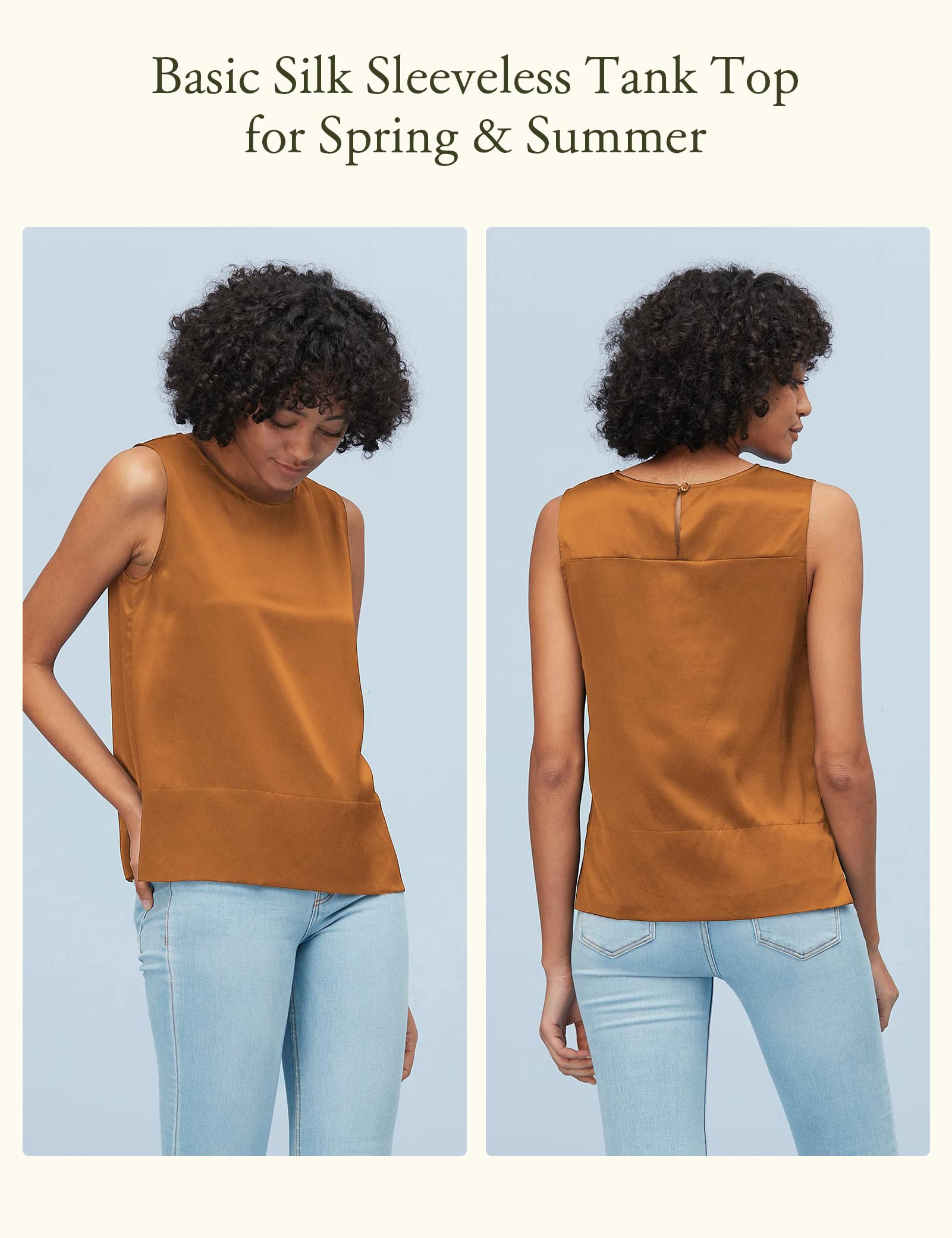 LilySilk 100% Mulberry Silk Blouse for Women - 22 Momme Sleeveless Tank Top with Slit, Elegant & Breathable for Spring & Summer | Perfect for Office Wear, Casual Outings & Special Occasions