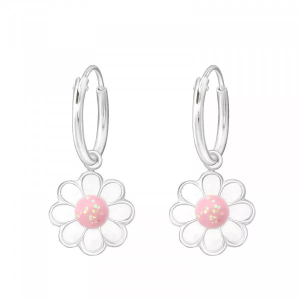 Sterling Silver Floral Hoop Earrings for Girls - Dainty & Hypoallergenic Kids Jewelry for Parties, School, and Everyday Wear