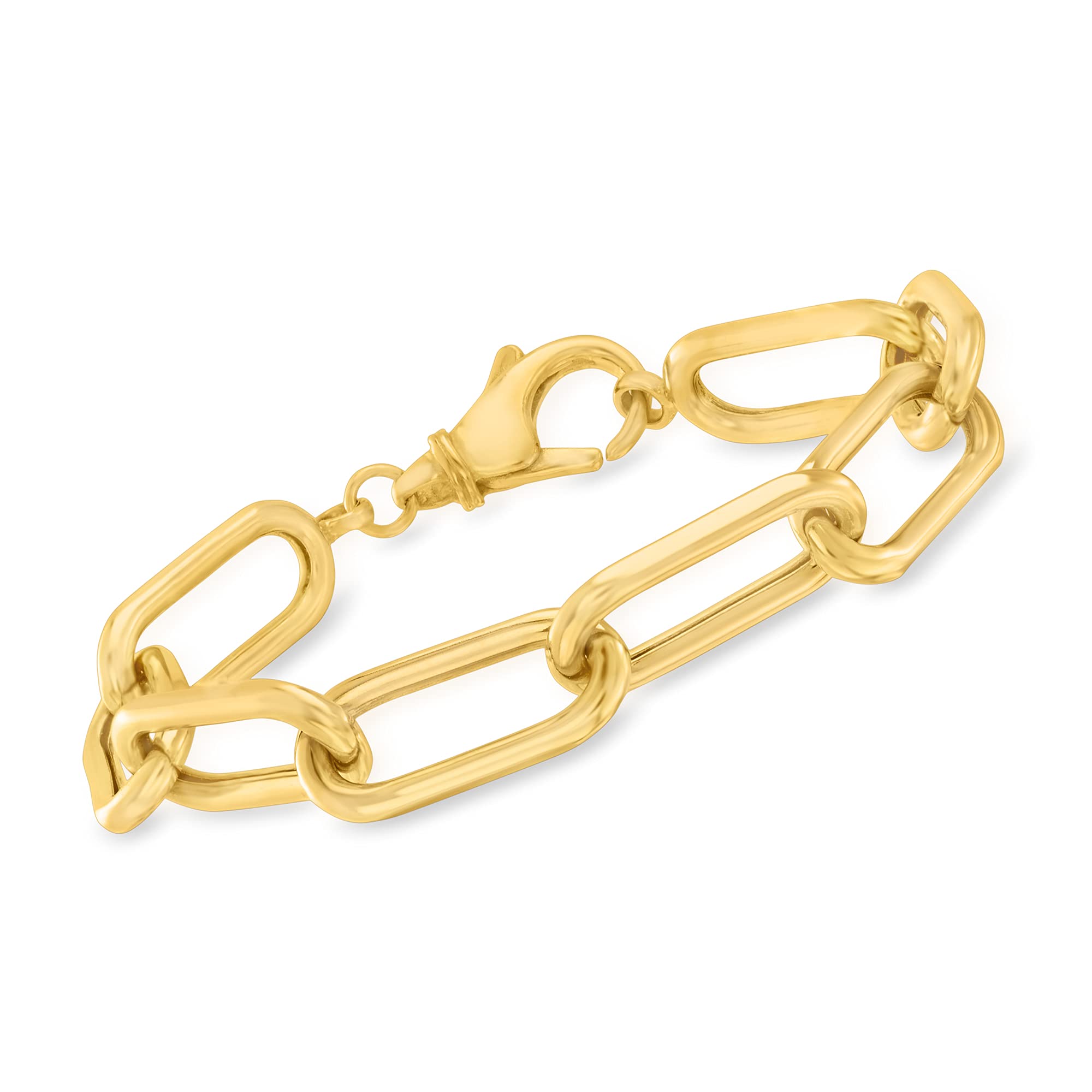 Ross-Simons 18kt Gold Over Sterling Silver Large Paper Clip Link Bracelet for Women - Elegant & Durable Jewelry for Everyday Wear, Office, Parties & Special Occasions