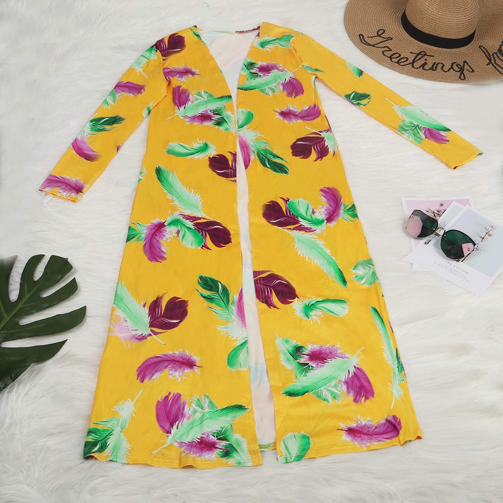 Women's Printed Long Cardigan 2-Piece Outfit Set with Long Sleeve Coat & Trousers | Stylish Fall/Winter Fashion for Work, Travel & Casual Wear