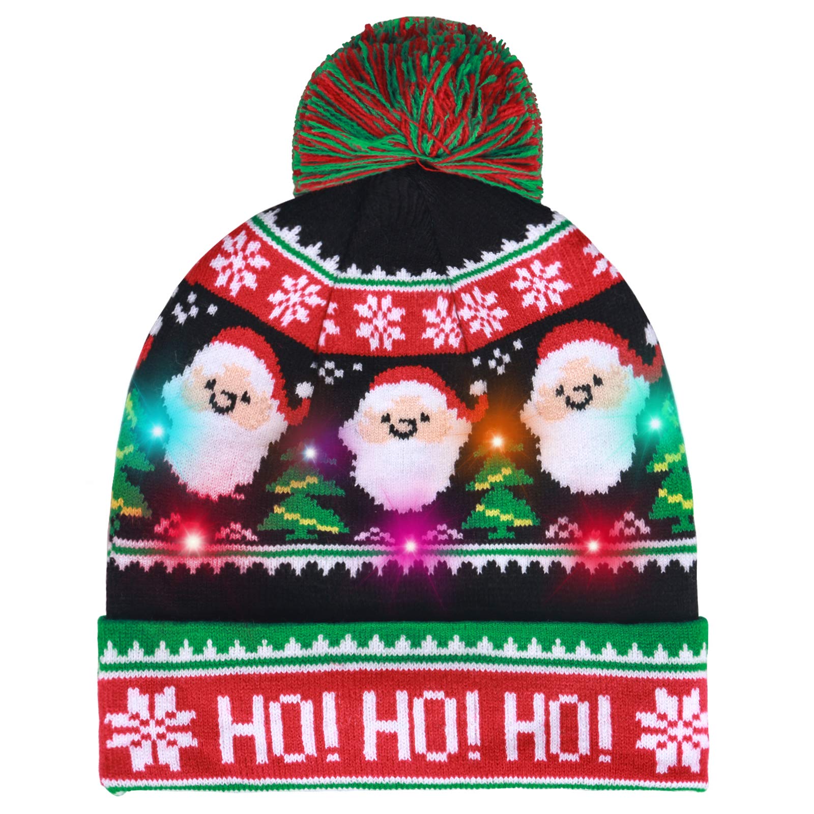 Lurowo LED Light Up Beanie Hat - Unisex Knitted Winter Hat for Christmas & Xmas - Perfect for Holiday Parties, Outdoor Activities & Nighttime Events