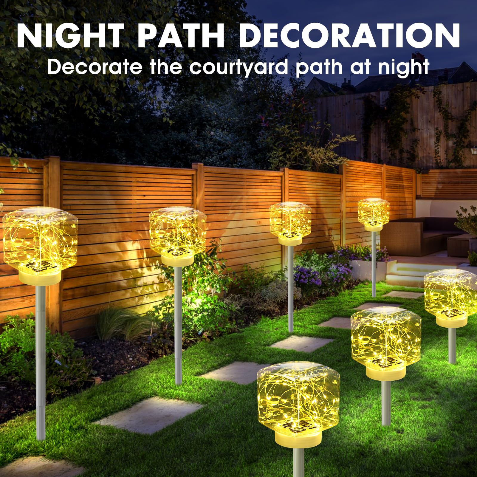 2024 Solar Pool Lights - 2 Pack Warm White Floating LED Lights, IP68 Waterproof 7