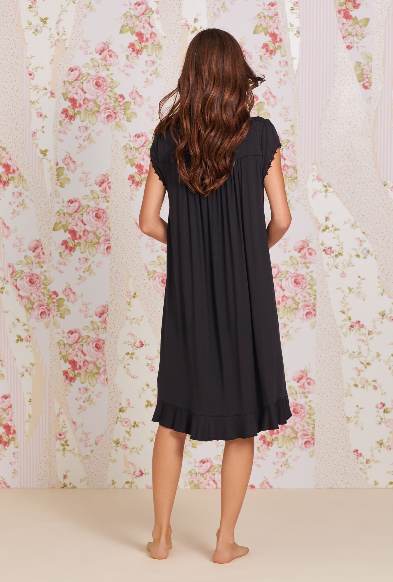 Iconic Black Tencel™ Modal Waltz Nightgown - Soft & Breathable Sleepwear for Women - Perfect for Summer Nights & Relaxing at Home