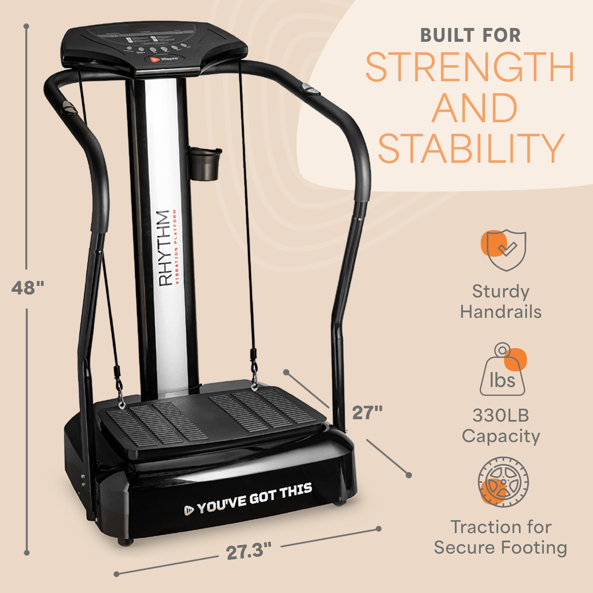 LifePro Rhythm Vibration Plate Exercise Machine with Handles - Whole Body Vibration Platform for Weight Loss, Muscle Tone & Circulation - 99 Speed Levels with Heart Rate Monitor & Phone Holder - Perfect for Home Gym, Physical Therapy & Post-Workout Recovery