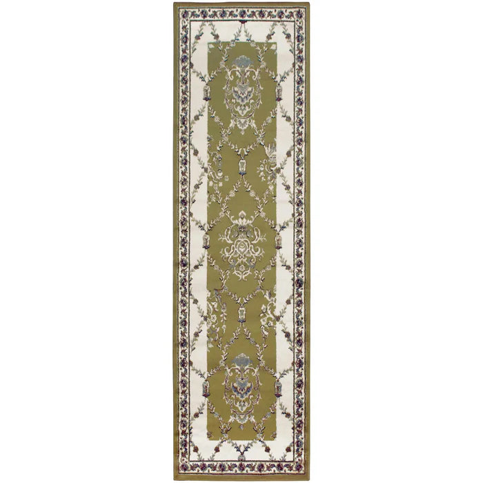 Stratton Victorian Floral Vines Lattice Indoor Area Rug - Non-Slip Soft Living Room Carpet for Bedroom, Dining Room, Home Decor