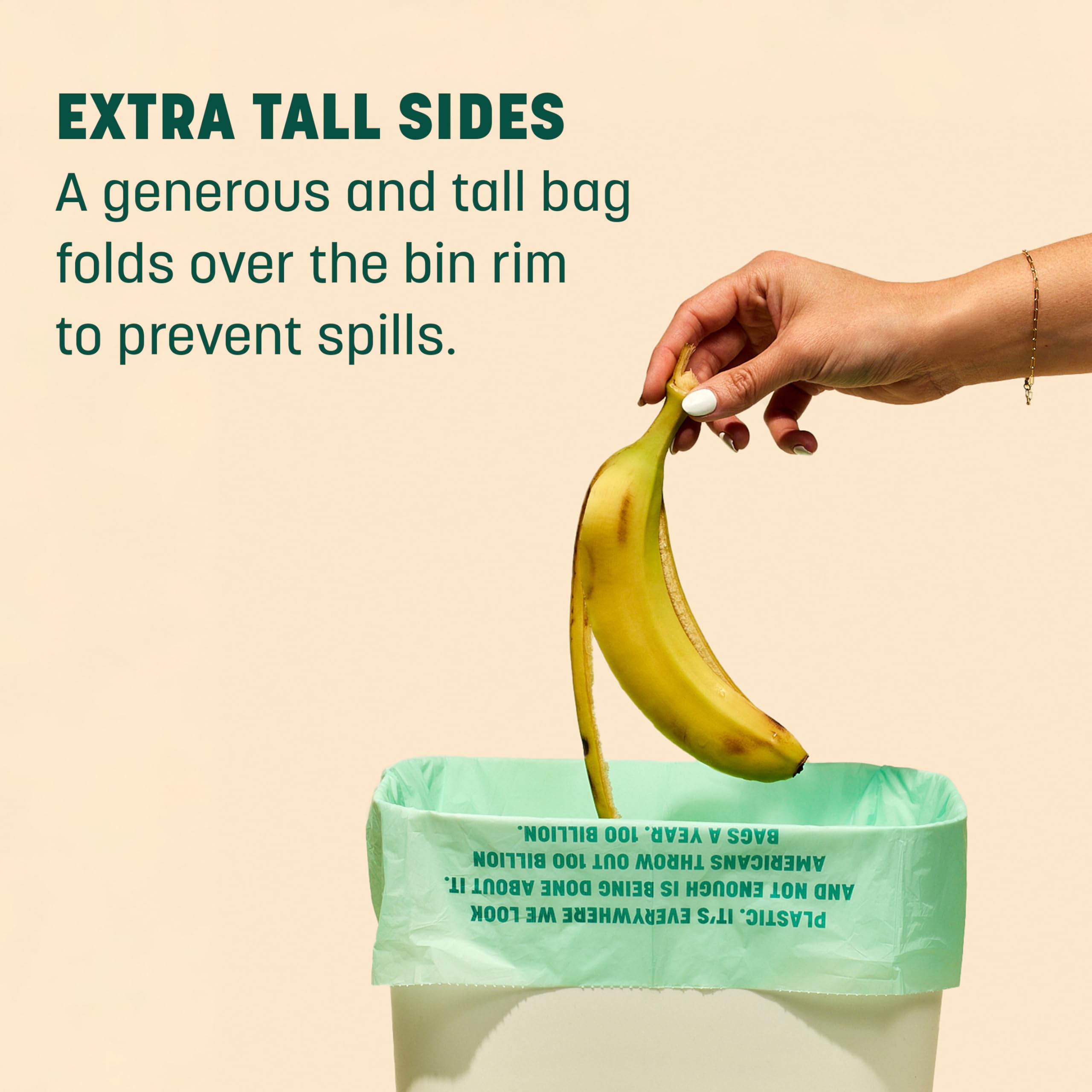 4-Gallon Heavy-Duty Compostable Trash Bags - 2-Pack (100 Count) - Small Kitchen Waste Bags for Trash Cans, Office Bins & Bathroom Wastebaskets - Eco-Friendly & Leak-Proof