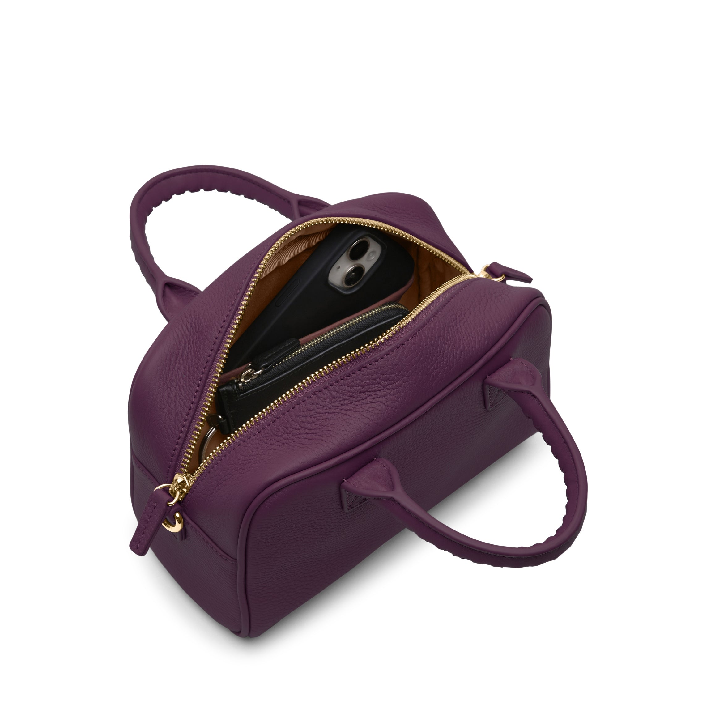 Mini Satchel Handbag for Women - Deep Plum Crossbody Purse with Adjustable Strap, Perfect for Work, Travel & Everyday Use