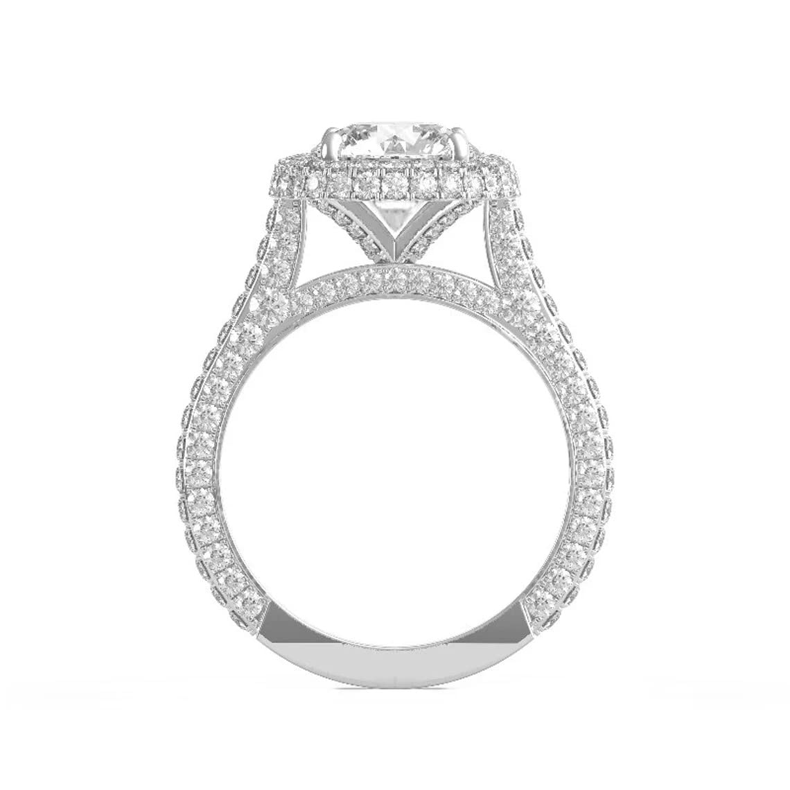 3 CT Round Moissanite Engagement Ring Set for Women - Wedding, Bridal, Anniversary Solitaire Halo Ring with Vintage Antique Silver Setting - Perfect for Proposals, Weddings & Special Occasions