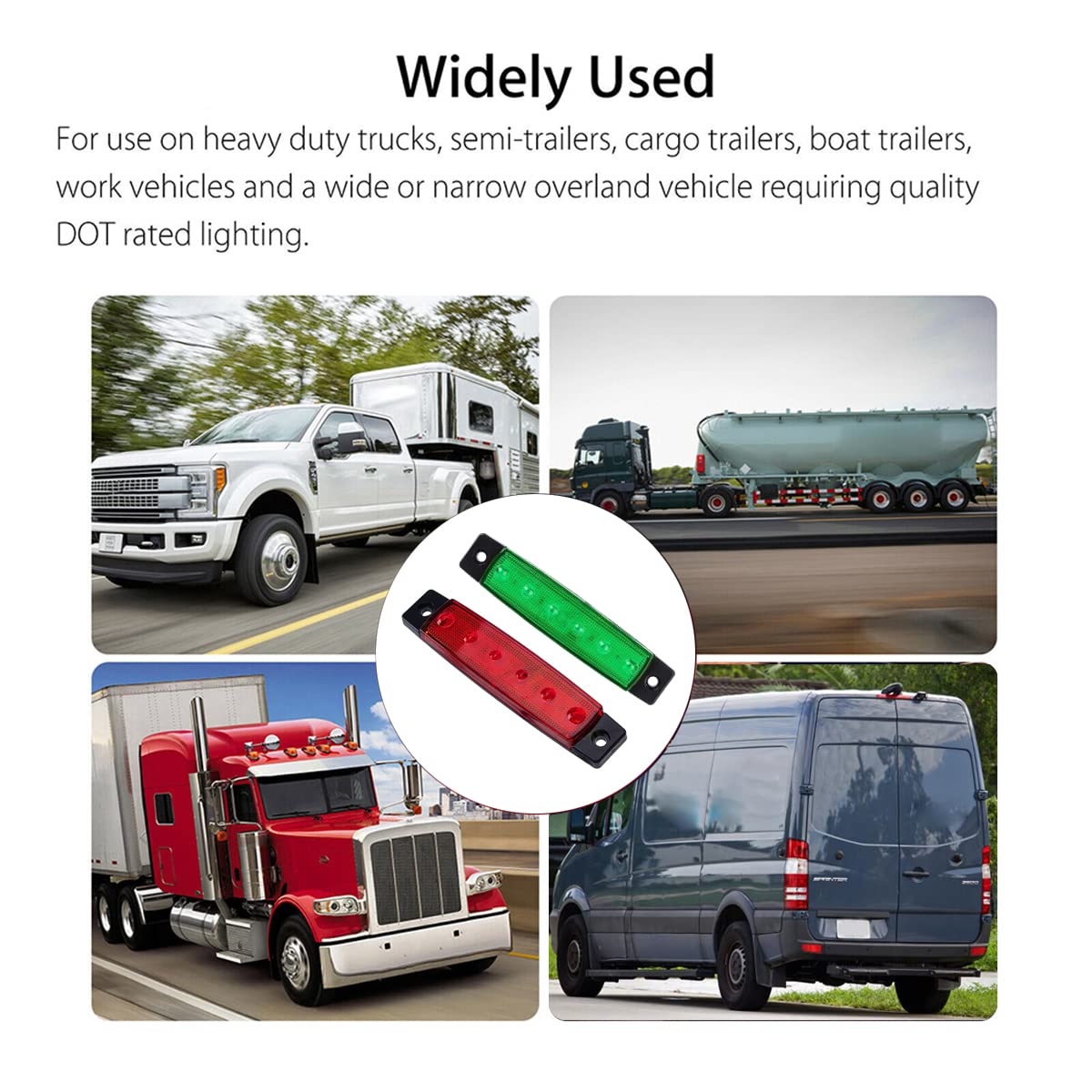 20 Pack 3.8 Inch Green & Red LED Clearance Lights for Trucks, Trailers, RVs, Vans - Waterproof Side Marker Indicators with Brake Light Function - Perfect for Road Safety, Marine Navigation, and Decorative Lighting