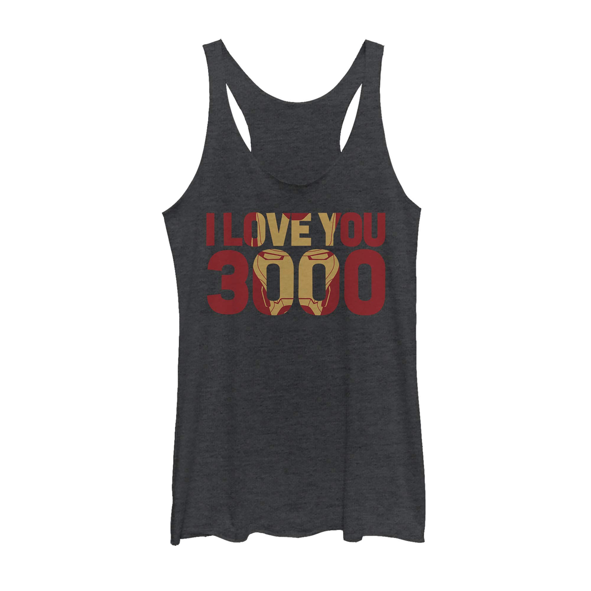 Marvel Women's Love You 3000 Tri-Blend Racerback Tank Top - Soft Layering Tee for Casual Wear, Gym & Superhero Fandom
