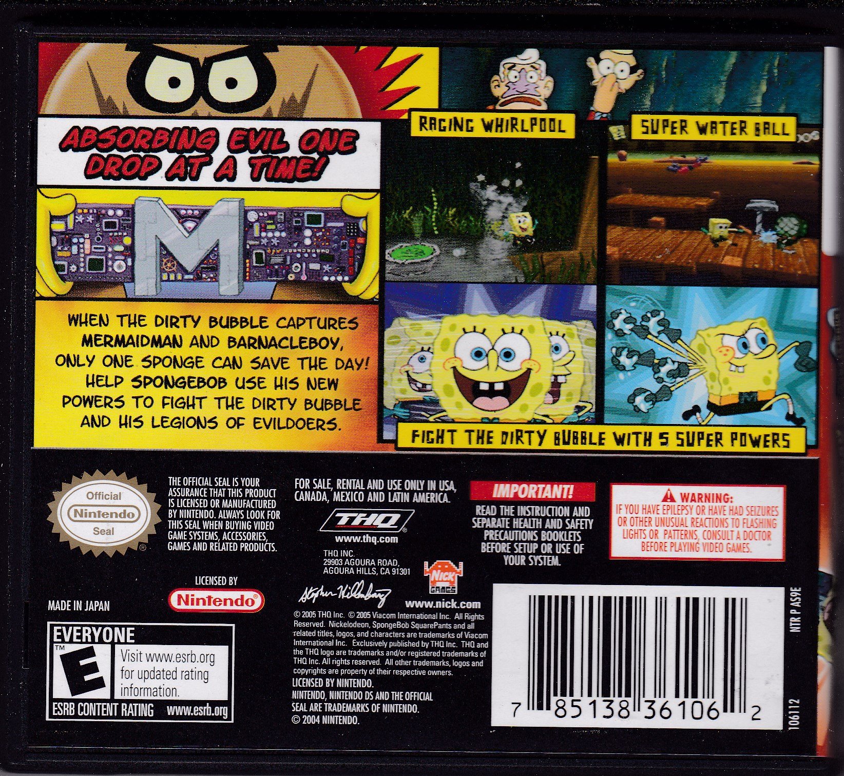 SpongeBob SquarePants Yellow Avenger Nintendo DS Game - Fun Adventure Game for Kids & Fans | Perfect for Travel, Birthday Gifts & Family Game Nights