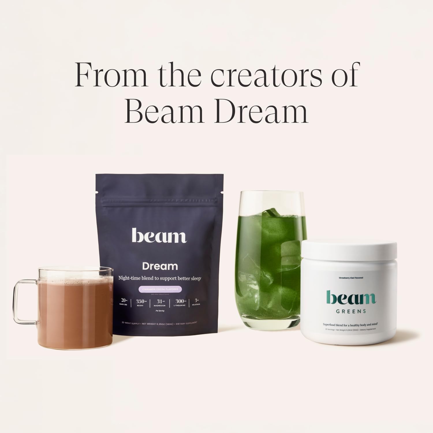 Beam Greens Superfood Powder - Vegan, Non-GMO Organic Greens Blend with Ashwagandha, Vitamins C, B12, B6 & D | Gut Health Supplement | Strawberry Kiwi Flavor (5 Servings) - Perfect for Smoothies, Juices & Daily Wellness Routine