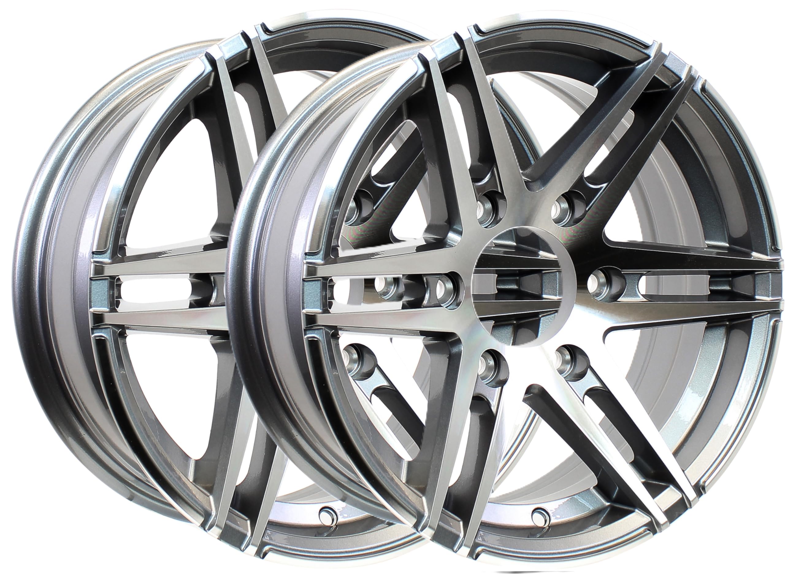 eCustomrim 2-Pack 16x6 Inch Aluminum Trailer Wheels - Gun Metal Finish 6-Lug Rims (PDSW66655GM) for Boat Trailers, Utility Trailers & Heavy-Duty Hauling