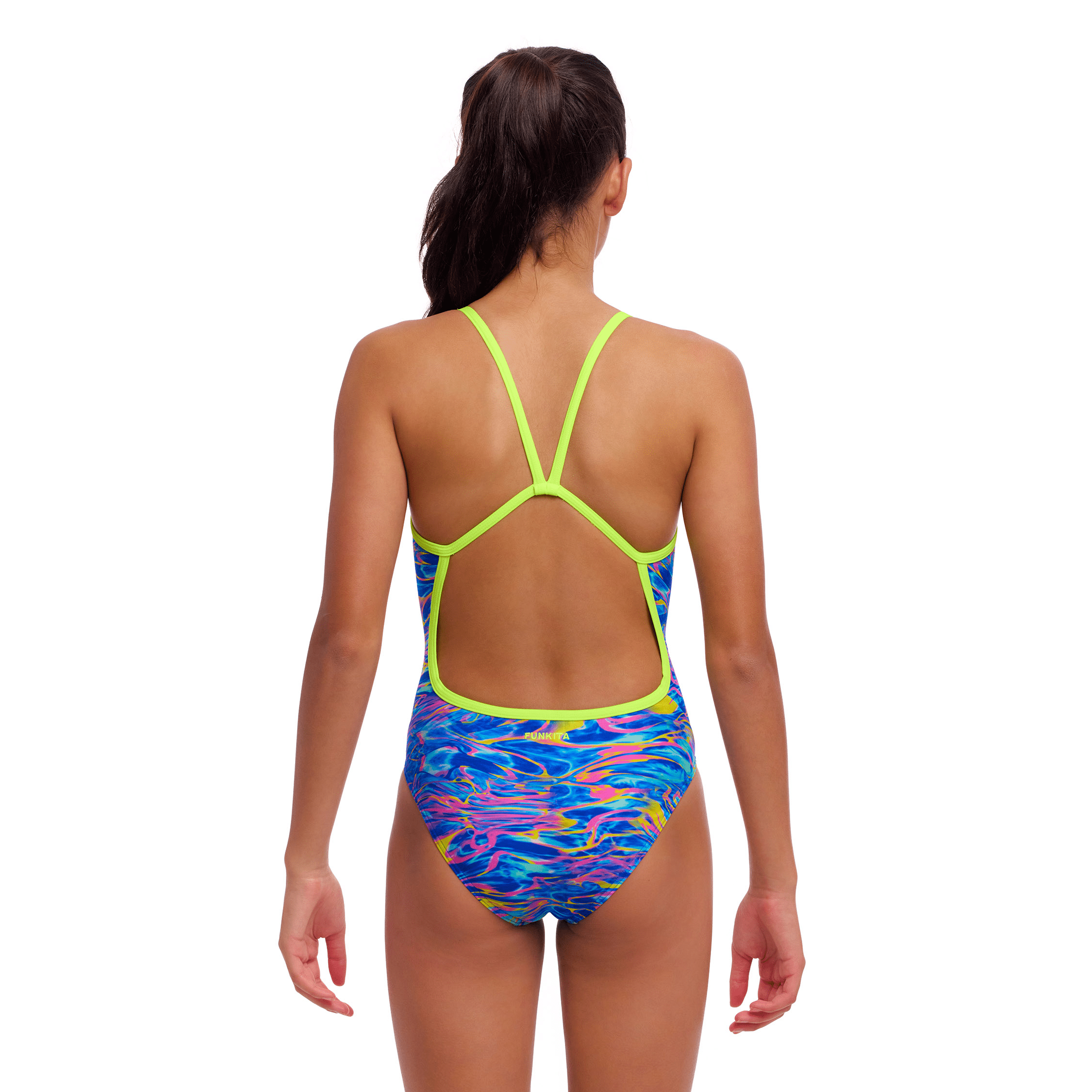 Funkita Stir Crazy Single Strap Girls Swimsuit - Trendy One-Shoulder Bathing Suit for Kids - Perfect for Beach, Pool & Summer Water Activities