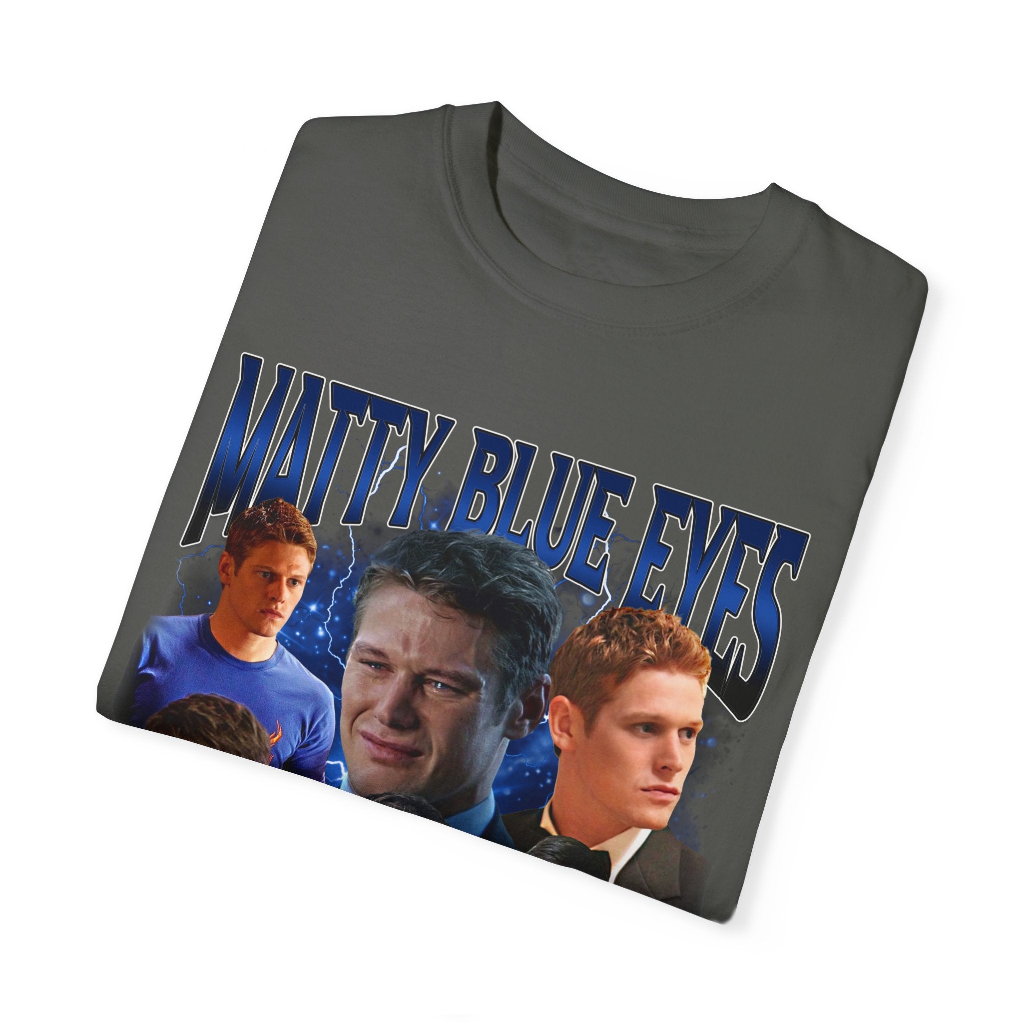 Matty Blue Eyes 90s Vintage Retro T-Shirt - Soft Cotton Unisex Tee for Men & Women - Perfect for Casual Wear, 90s Theme Parties & Retro Fashion Lovers