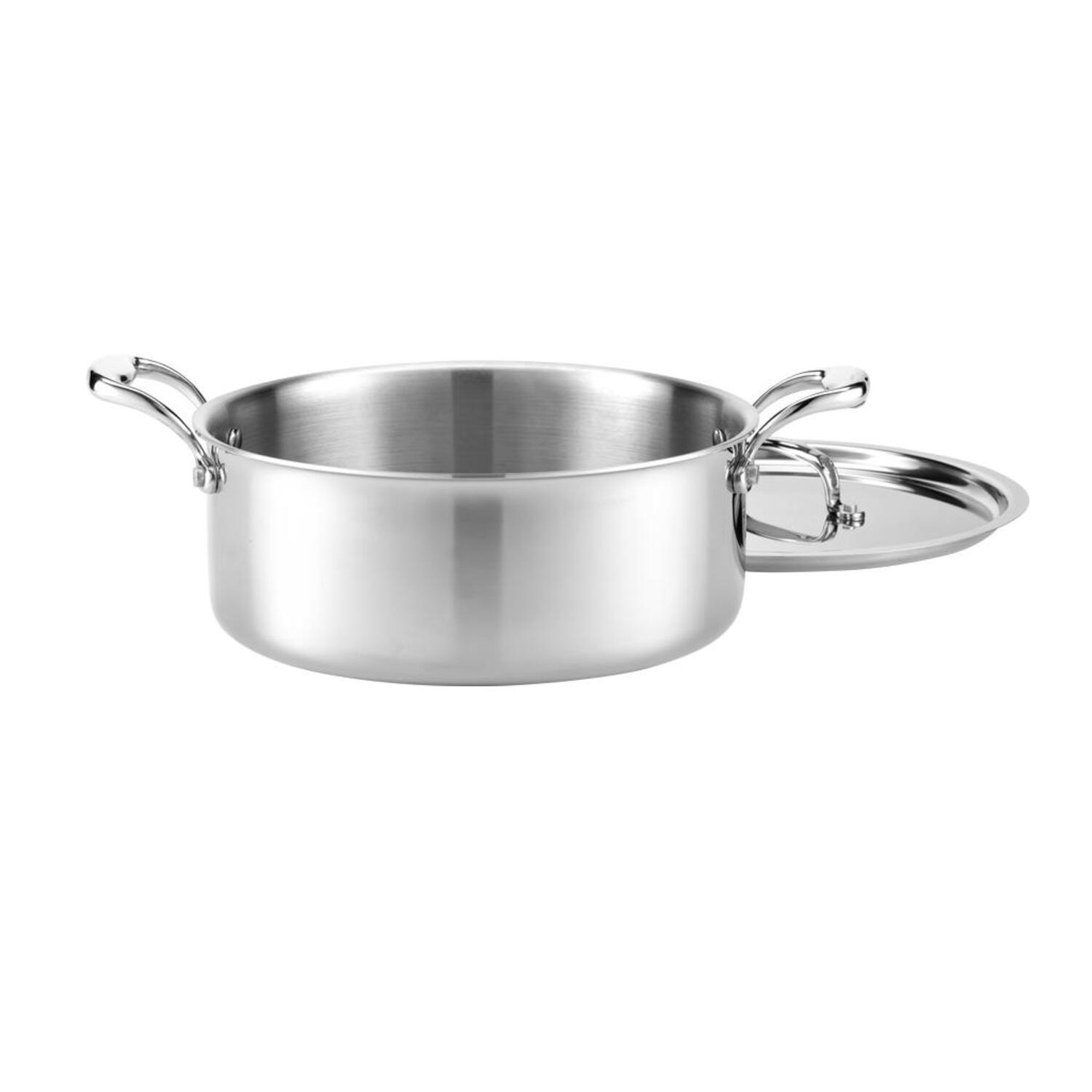 Premium 6 Quart Titanium Rondeau Pot with Glass Lid - Heavy Duty Cookware for Braising, Stewing & Slow Cooking - Ideal for Home Chefs & Professional Kitchens