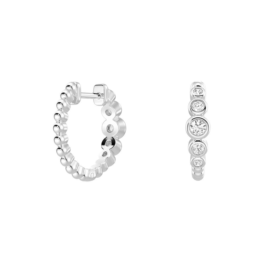 Lab Grown Diamond Five Stone Beaded Hoop Earrings for Women - Elegant & Ethical Jewelry for Weddings, Parties & Special Occasions
