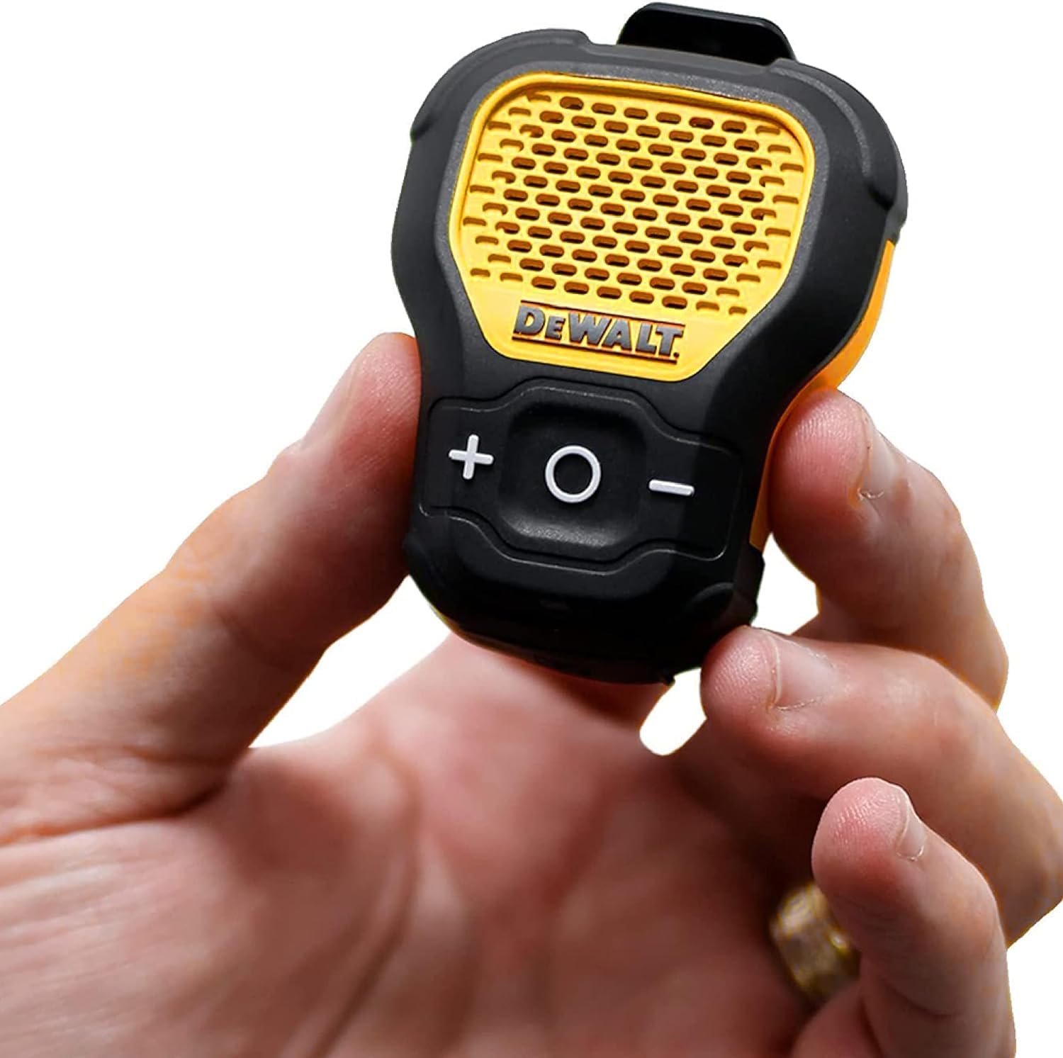 DEWALT Wearable Bluetooth Speaker with Portable Power Bank & 4-in-1 Charging Cable - Perfect for Construction Sites, Outdoor Work, and Hands-Free Music Streaming