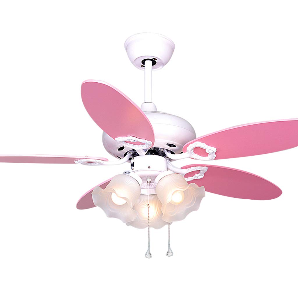 Pink Ceiling Fan with Light for Girls - Kids Room, Bedroom, Nursery, or Restaurant Decor - Remote Control & Pull Chain - Energy Efficient LED Lighting