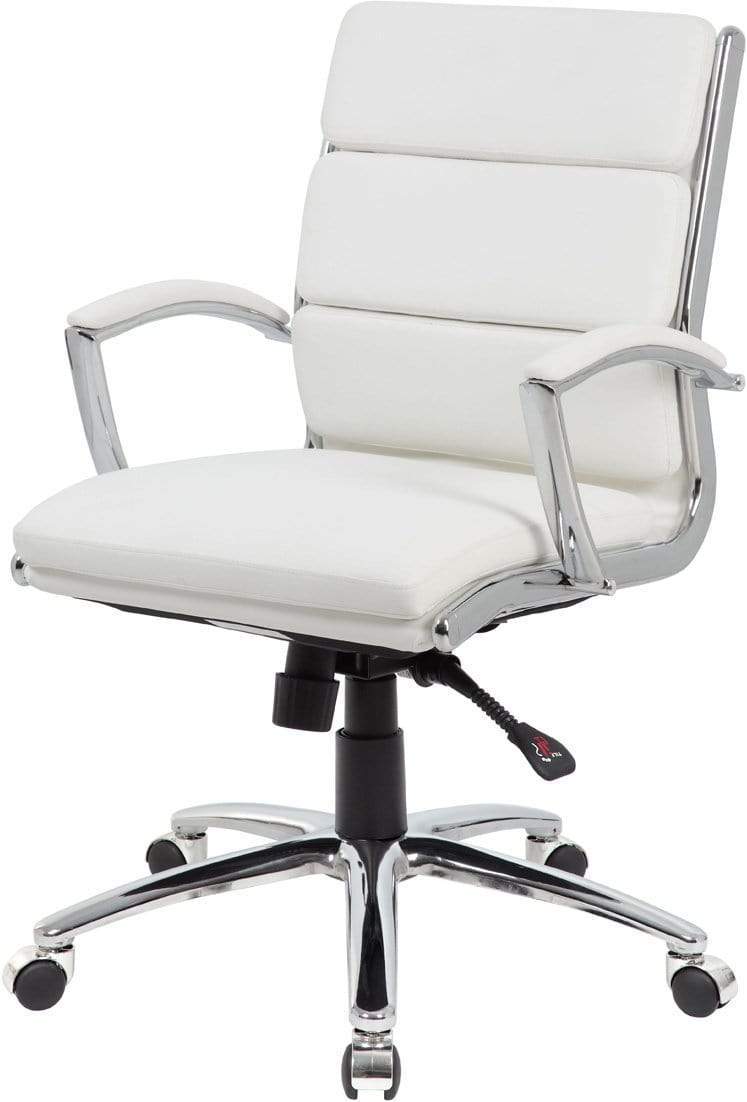 Premium Boss Executive CaressoftPlus Mid Back Office Chair with Metal Chrome Finish [B9476 BK] - Ergonomic Support for Long Work Hours, Home & Office Use