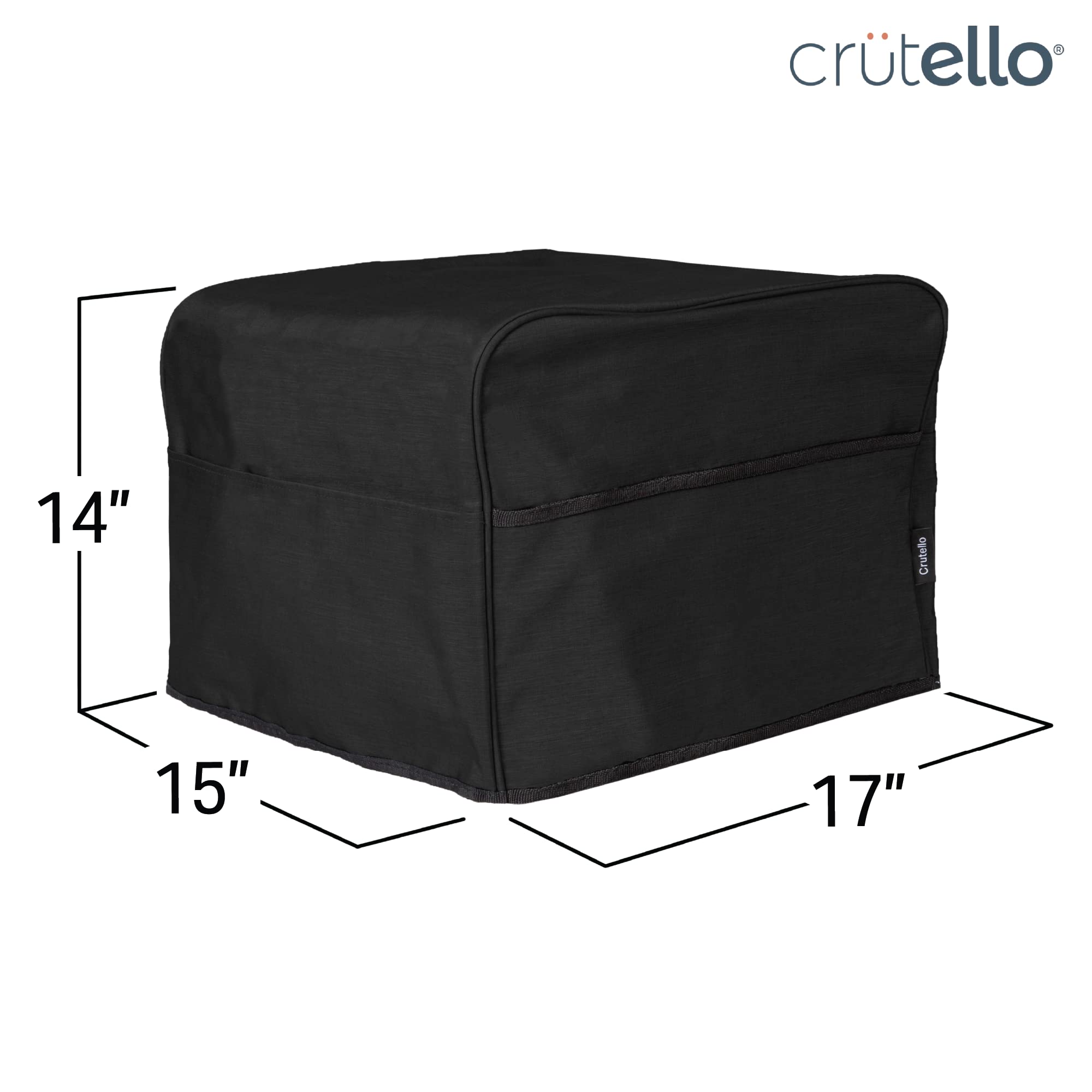 Crutello Convection Toaster Oven Cover with Storage Pockets - Large Heat-Resistant Toaster Cover for Machines Up to 17 x 15 x 14 Inches - Black Countertop Oven Protector - Perfect for Kitchen, RV, Dorm & Small Spaces