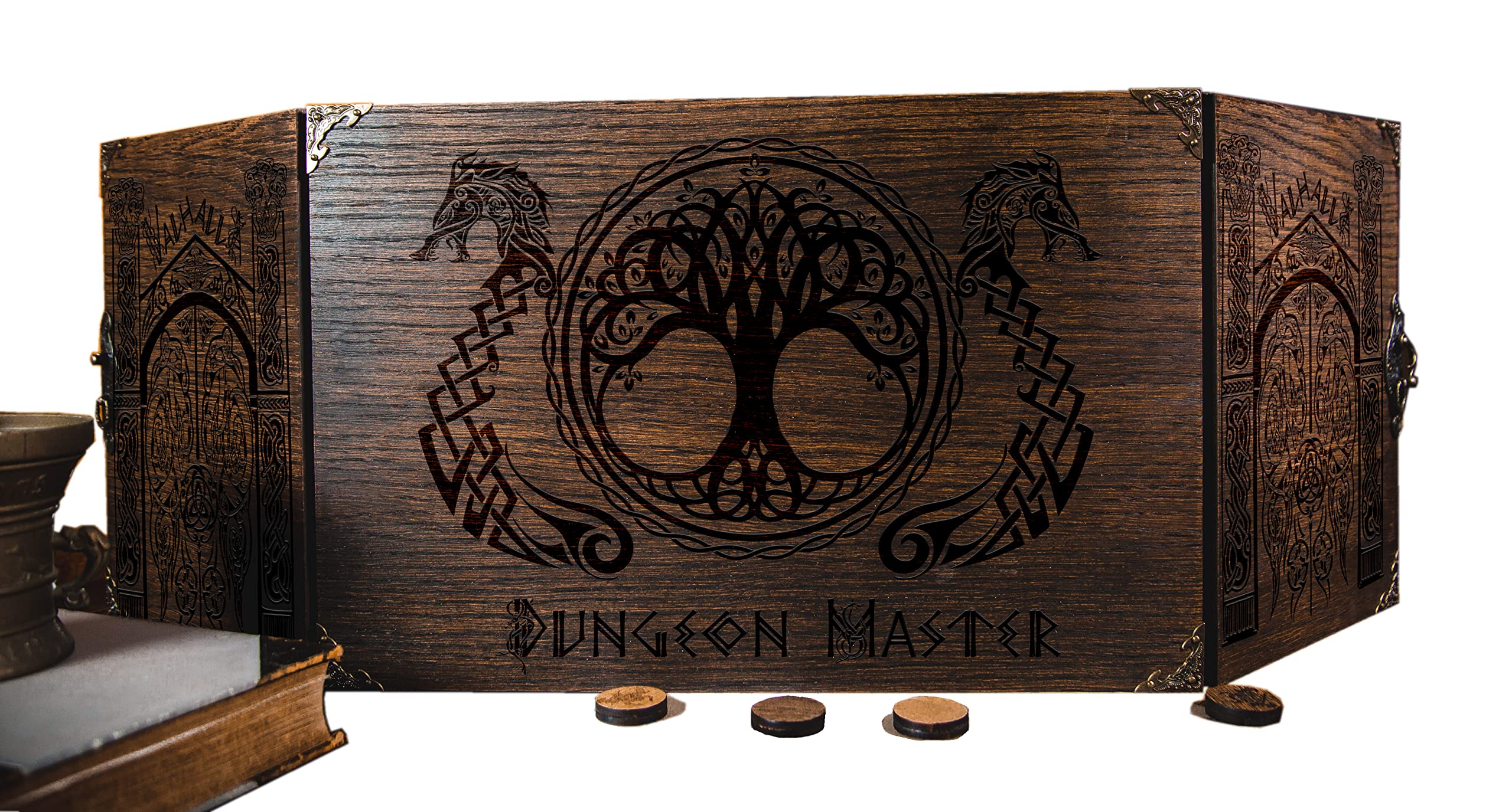 Wooden Handcrafted Game Master Screen for RPG Board Games - Foldable 12x9
