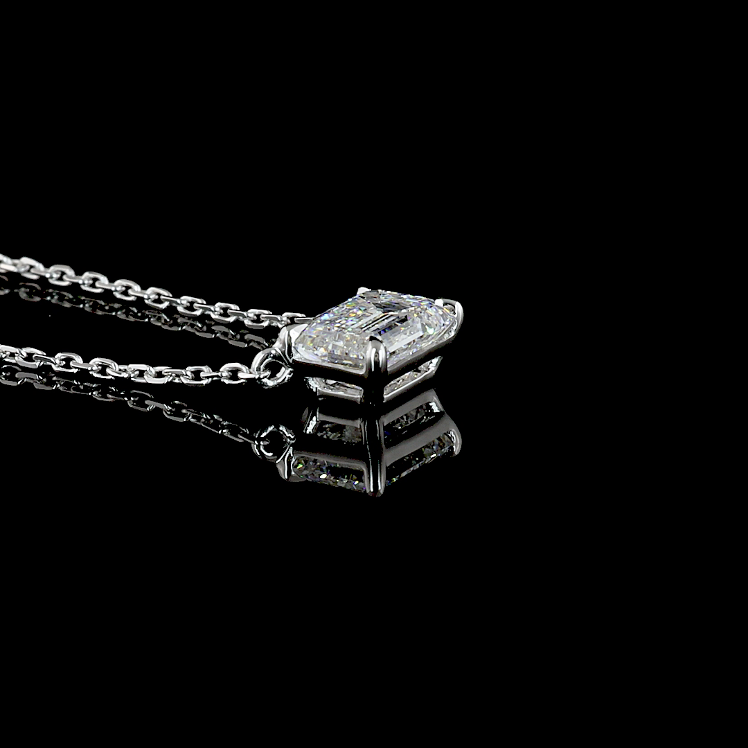 1 Carat Lab-Grown Emerald Cut Diamond Pendant in 14K White Gold - D Color VVS1 Clarity Solitaire Necklace for Women - Perfect for Weddings, Anniversaries & Special Occasions