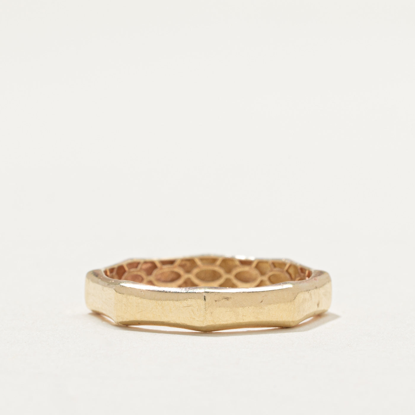 14K Yellow Gold Hexagon Wedding Band Ring for Women - 3.8mm Wide Size 8 - Perfect for Engagement, Anniversary & Everyday Jewelry Gift