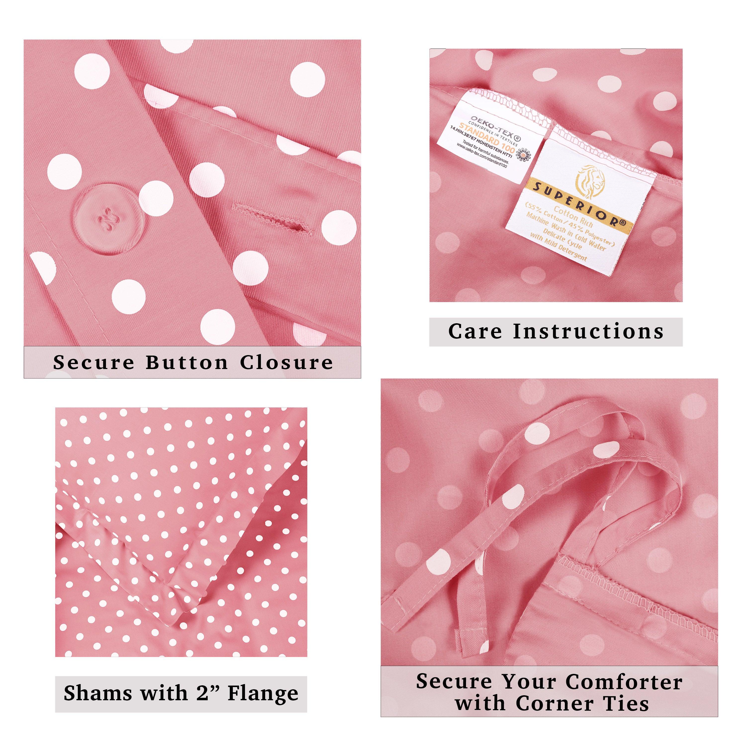 Premium 600 Thread Count Cotton Blend Polka Dot Duvet Cover Set - Soft & Breathable Bedding for Cozy Nights - Perfect for Master Bedroom, Guest Room & Dorm Decor